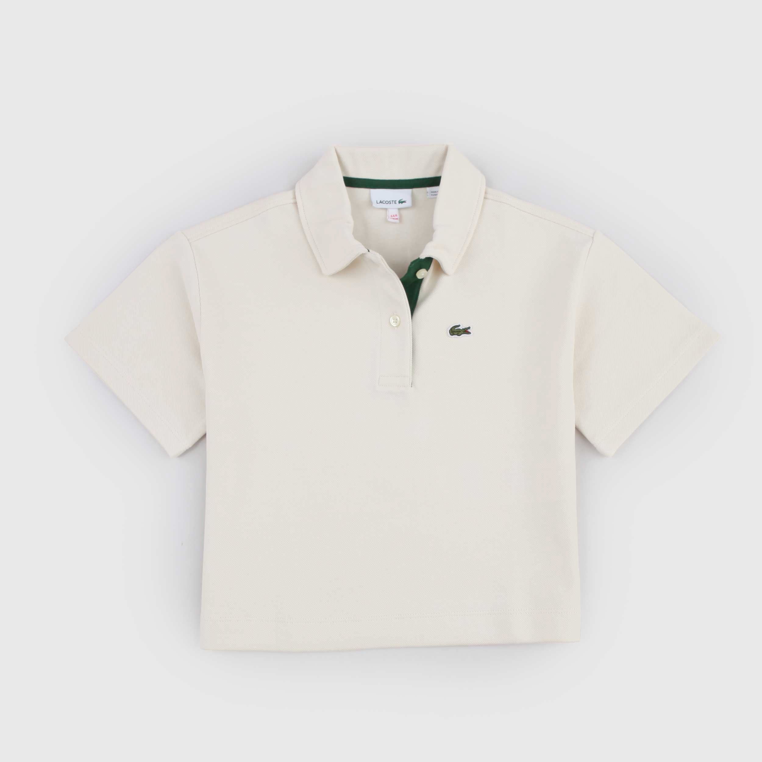 POLO Beige in Tessuto Oxford Firmata LACOSTE