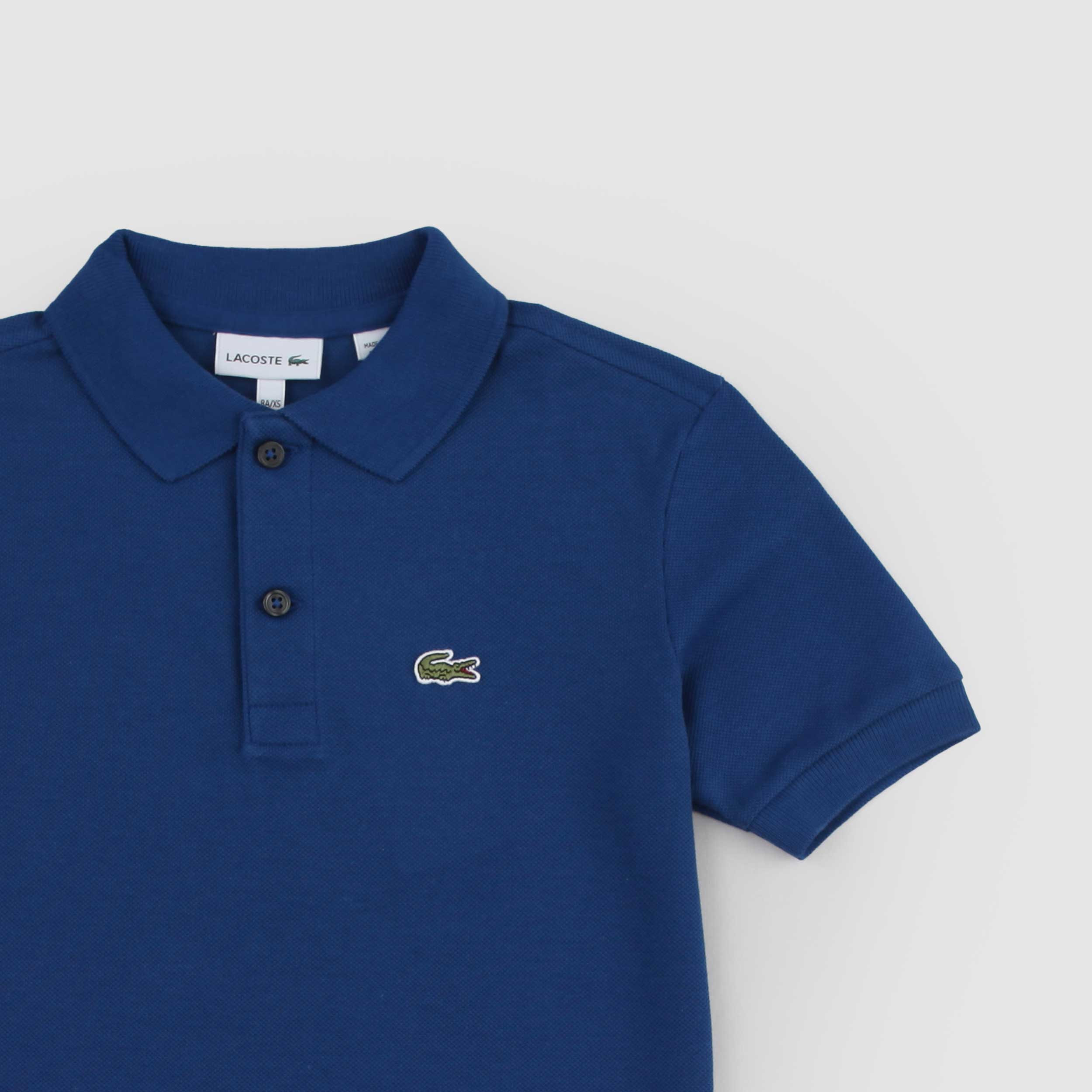Polo Azzurra in Tessuto Oxford Firmata LACOSTE
