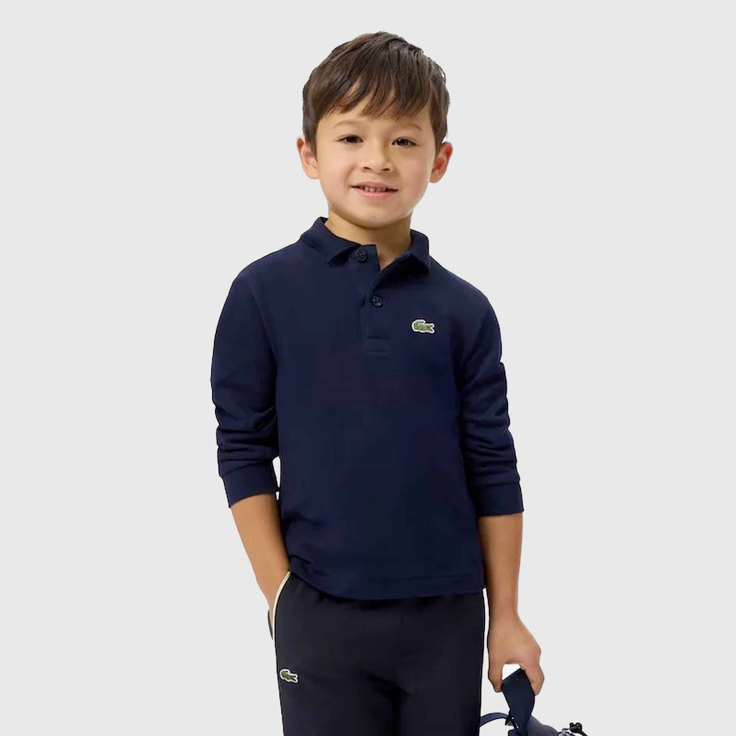 Polo Blu a Manica Lunga per Bambino Firmata LACOSTE