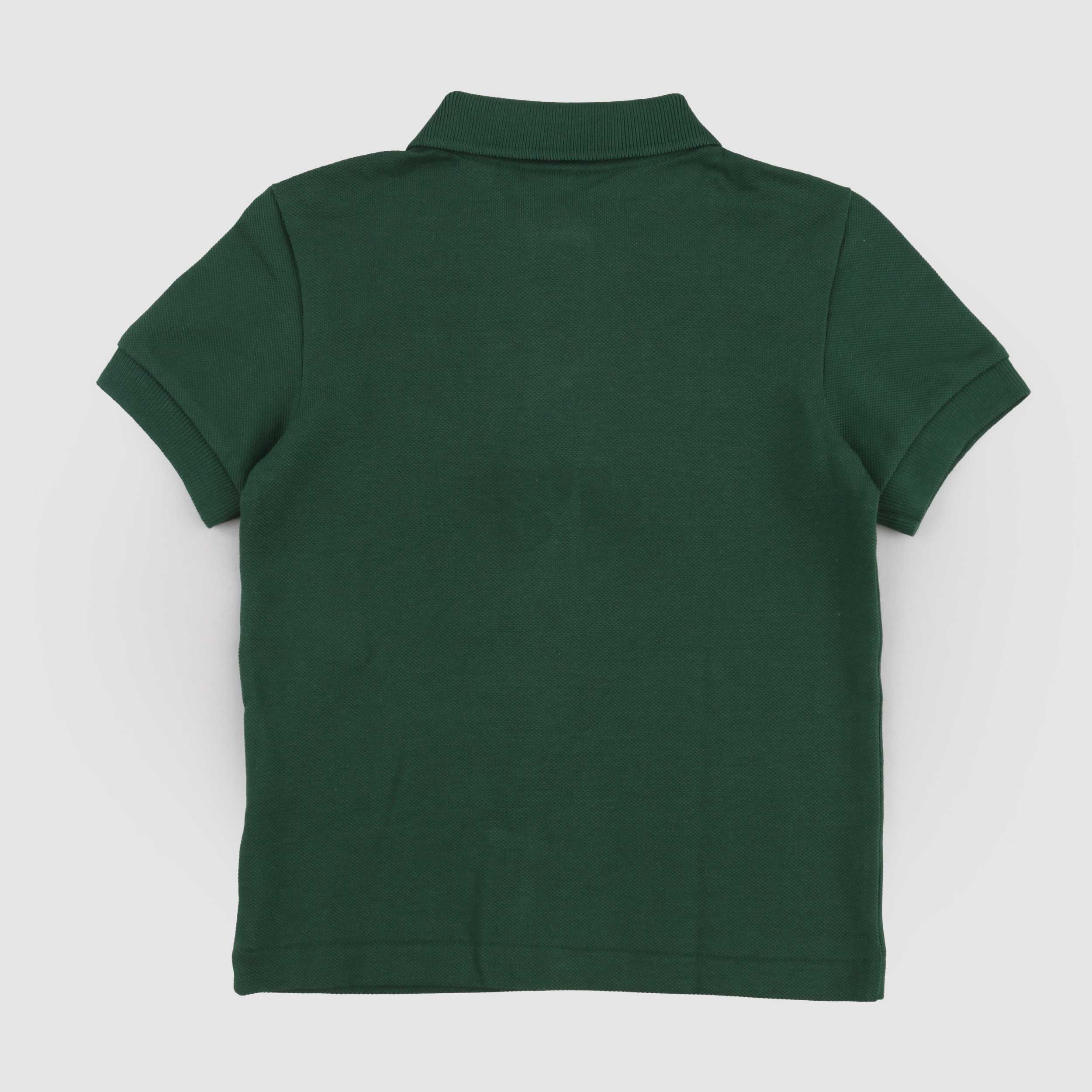 Polo Verde Tessuto Oxford con Targhetta Firmata LACOSTE