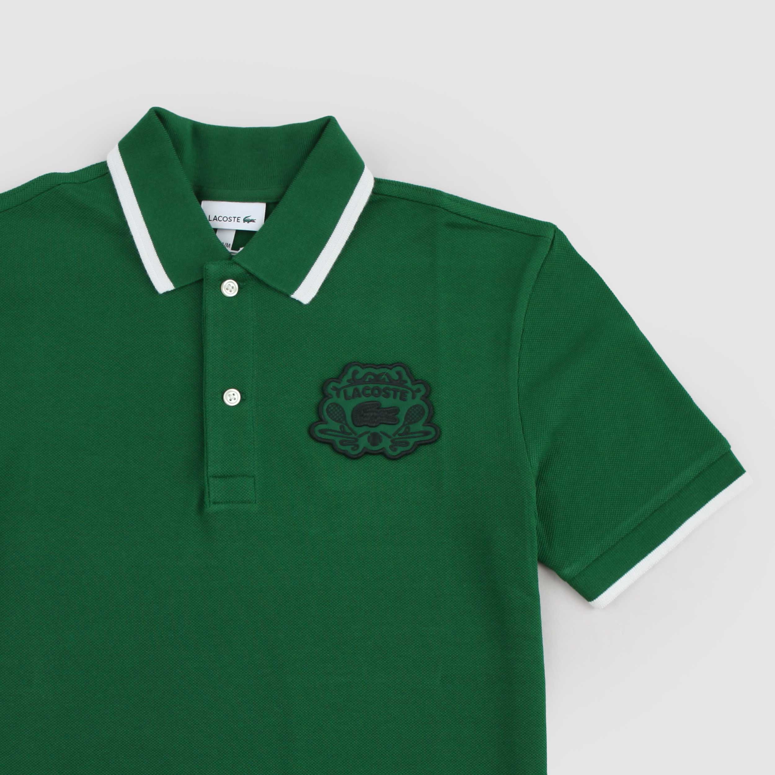 Polo Verde a Mezza Manica in Cotone per Ragazzo by LACOSTE