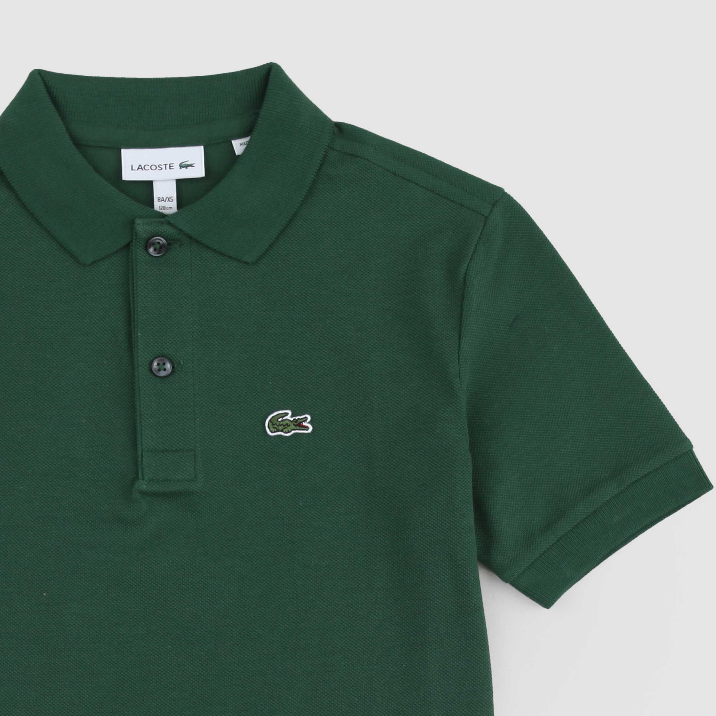 Polo Verde Elasticizzata in Tessuto Oxford Firmata LACOSTE