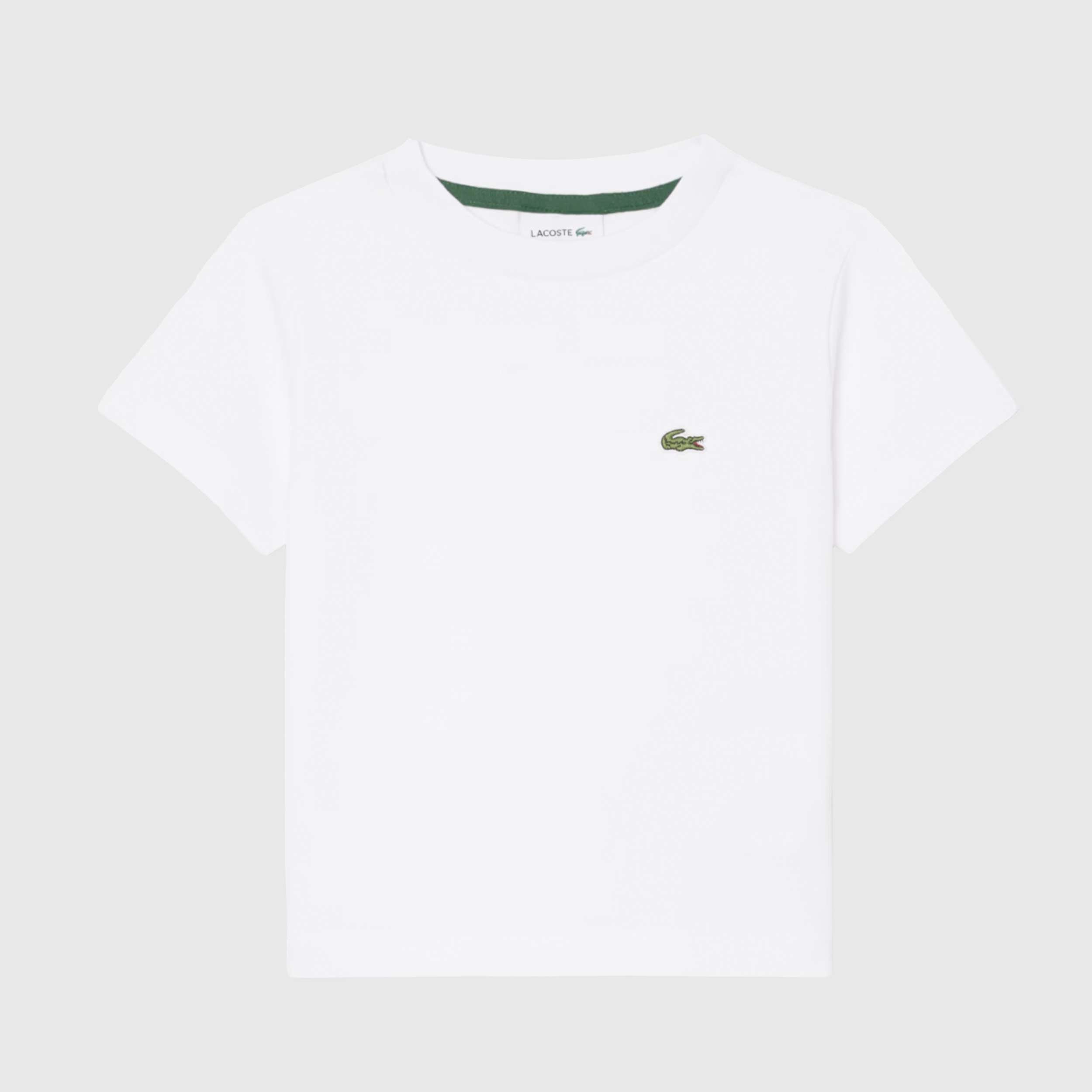 T-shirt Bianca con Iconico Coccodrillo Firmata LACOSTE