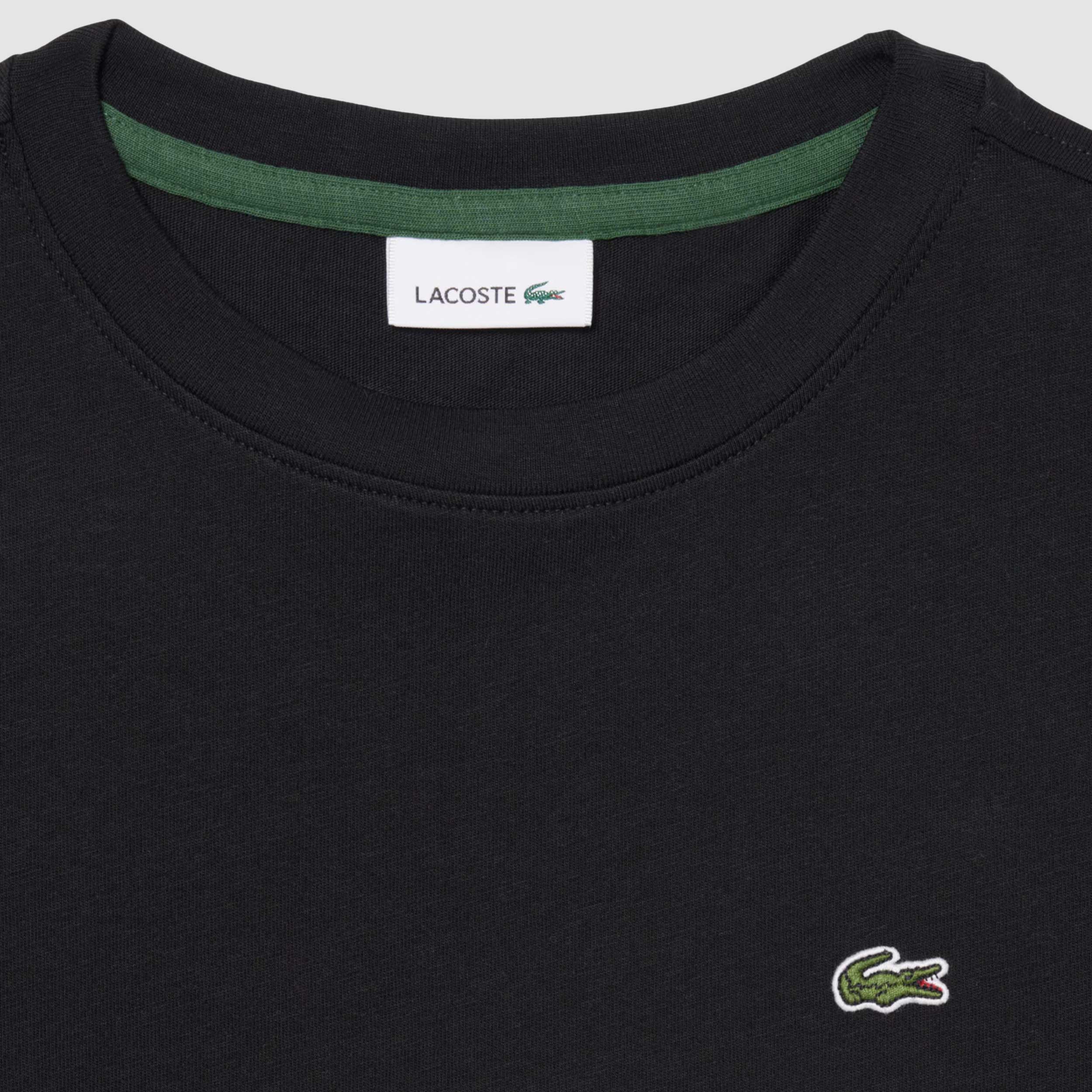 T-shirt Nera con Iconico Coccodrillo Firmata LACOSTE