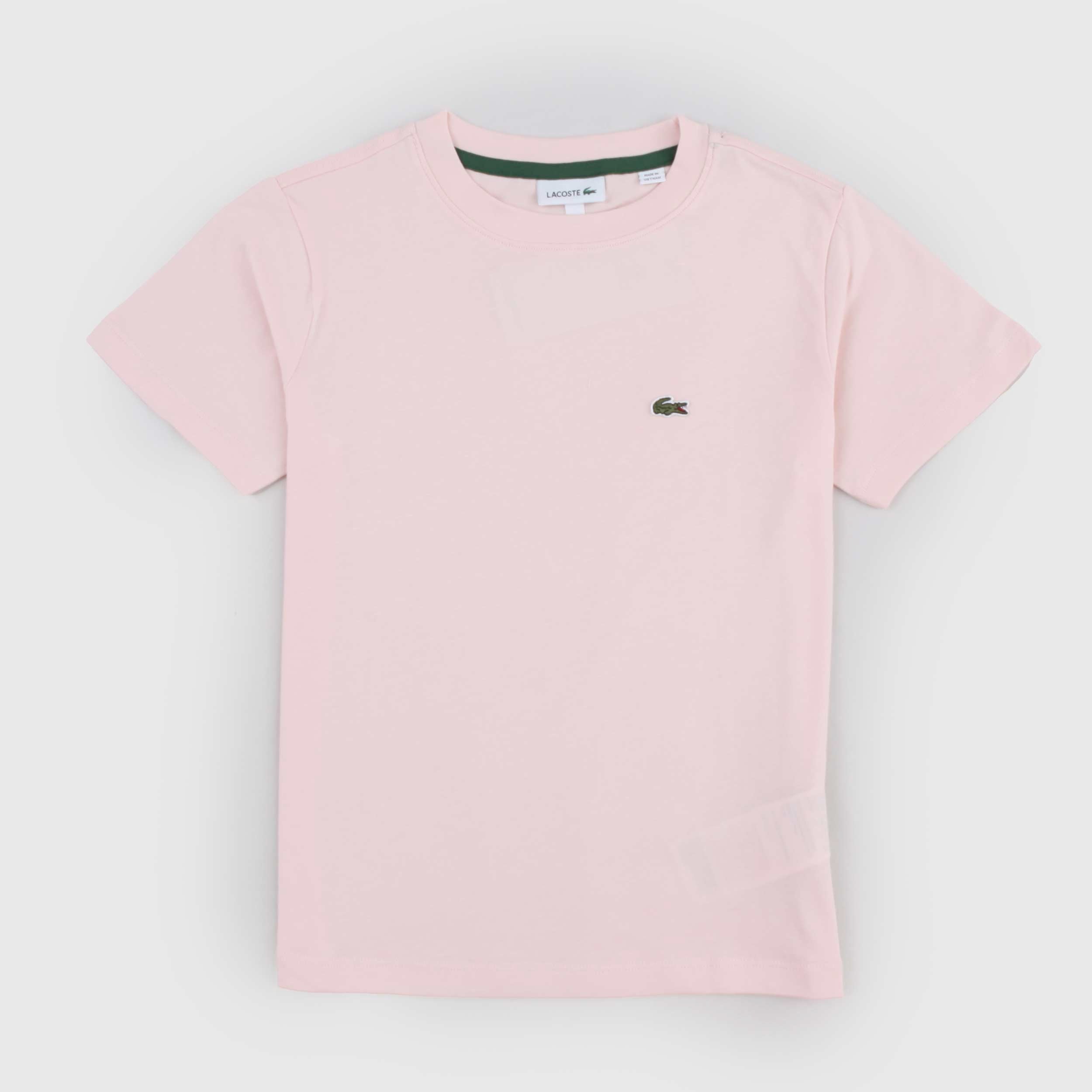 T-shirt Rosa Cipria con Targhetta Firmata LACOSTE