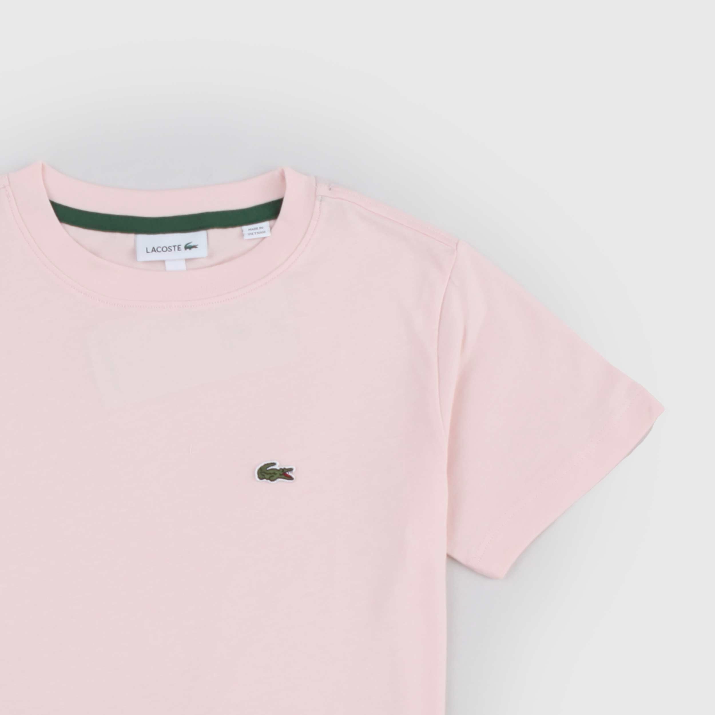 T-shirt Rosa Cipria con Targhetta Firmata LACOSTE
