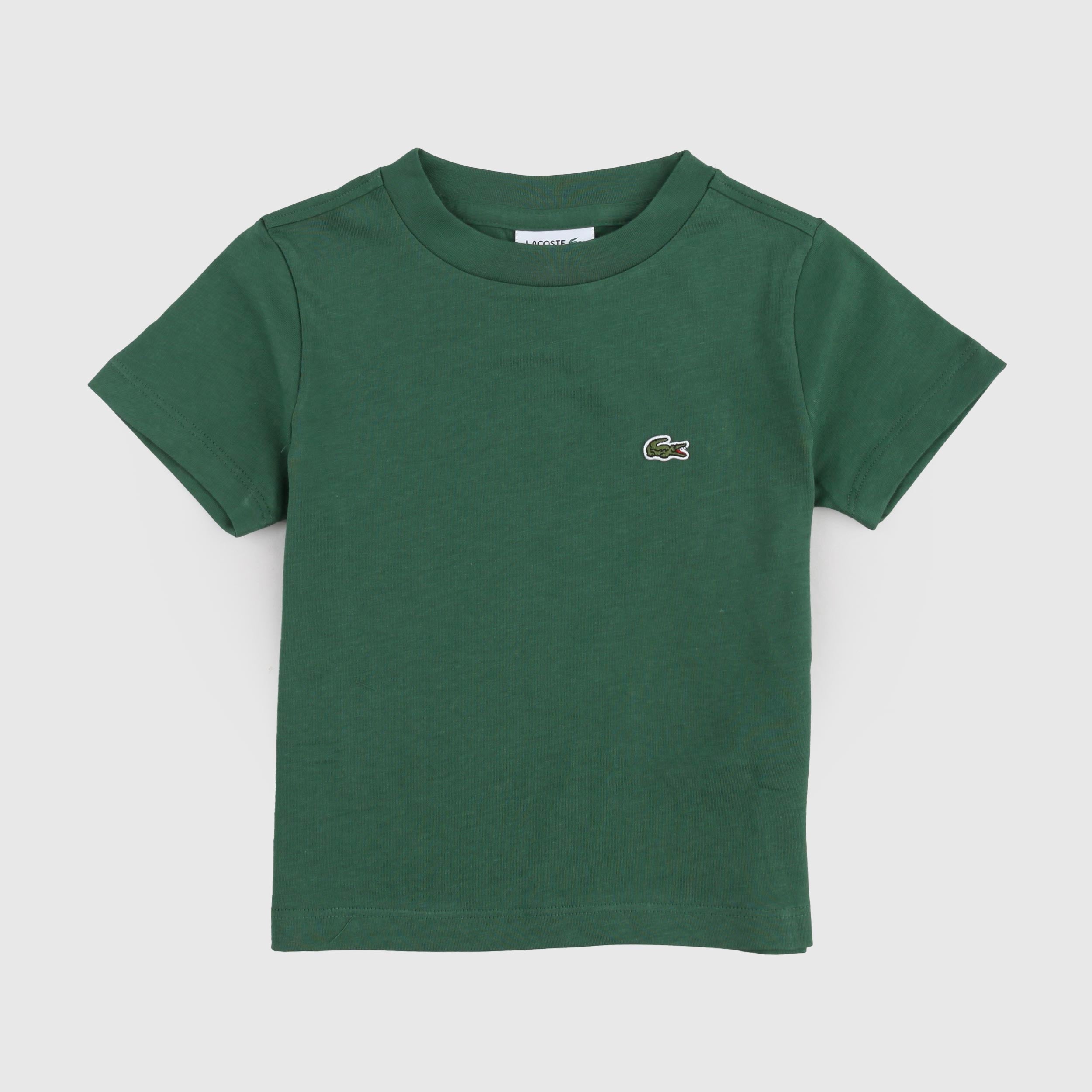 T-shirt Verde con Targhetta in Rilievo Firmata LACOSTE