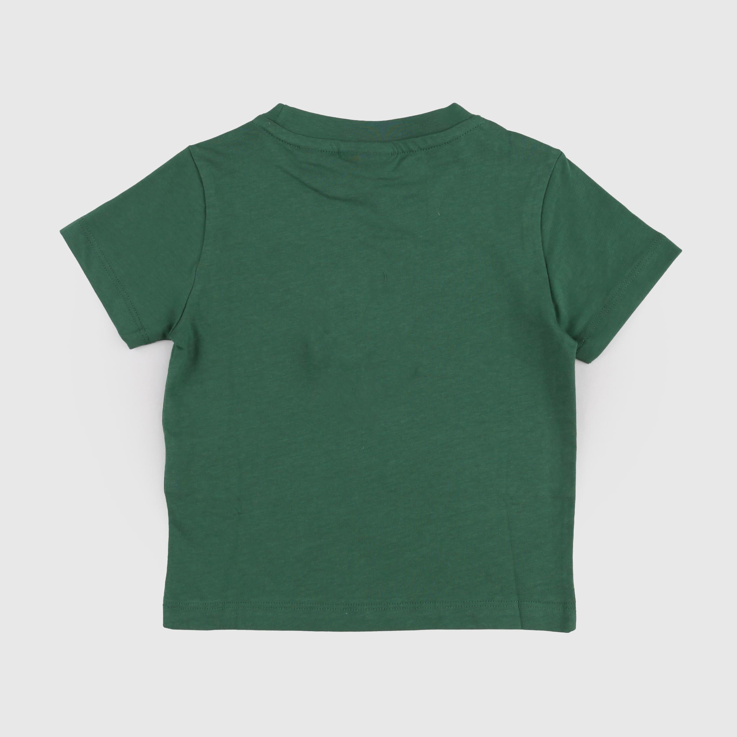 T-shirt Verde con Targhetta in Rilievo Firmata LACOSTE