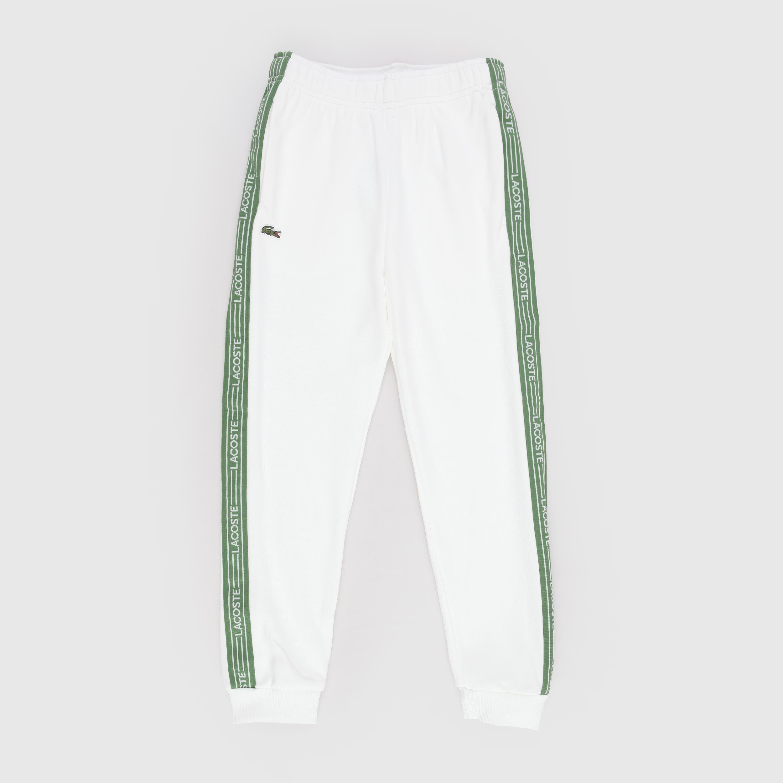 Pantalone Bianco con Targhetta Verde Firmato LACOSTE