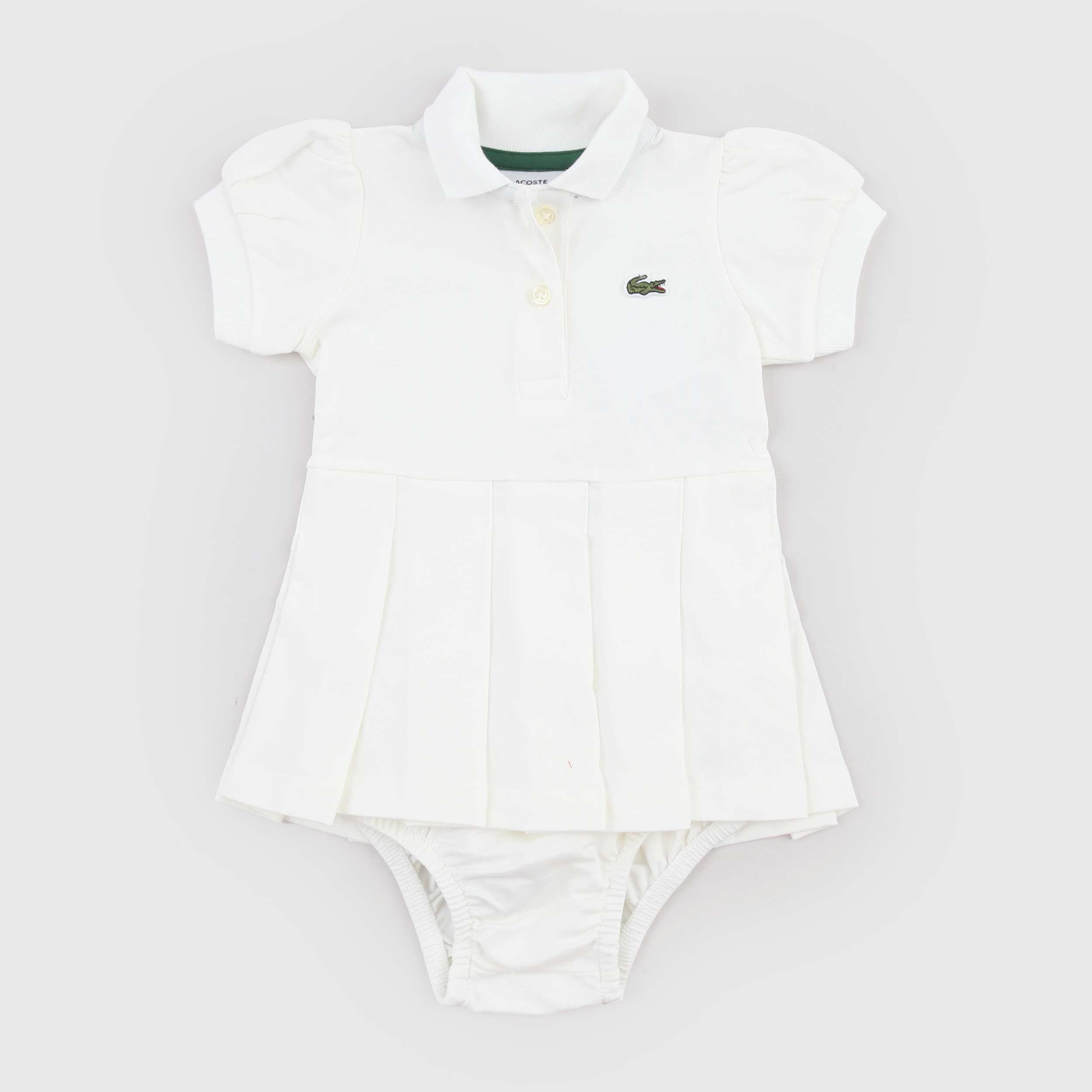 Abito Bianco da Neonata con Culotte Firmato LACOSTE