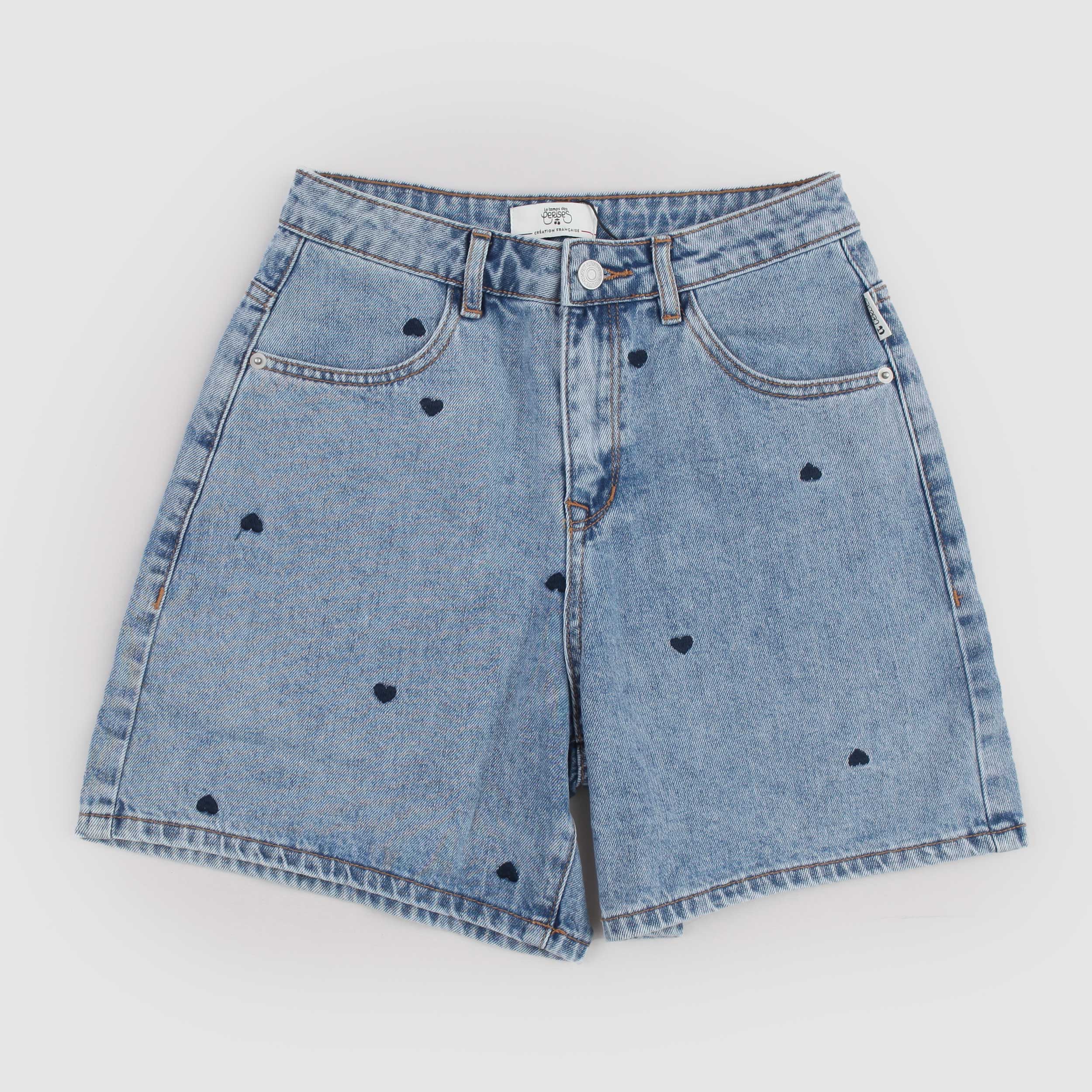 Pantaloncini di Jeans con Ricamo Cuore Firmati LE TEMPS DES CERISES