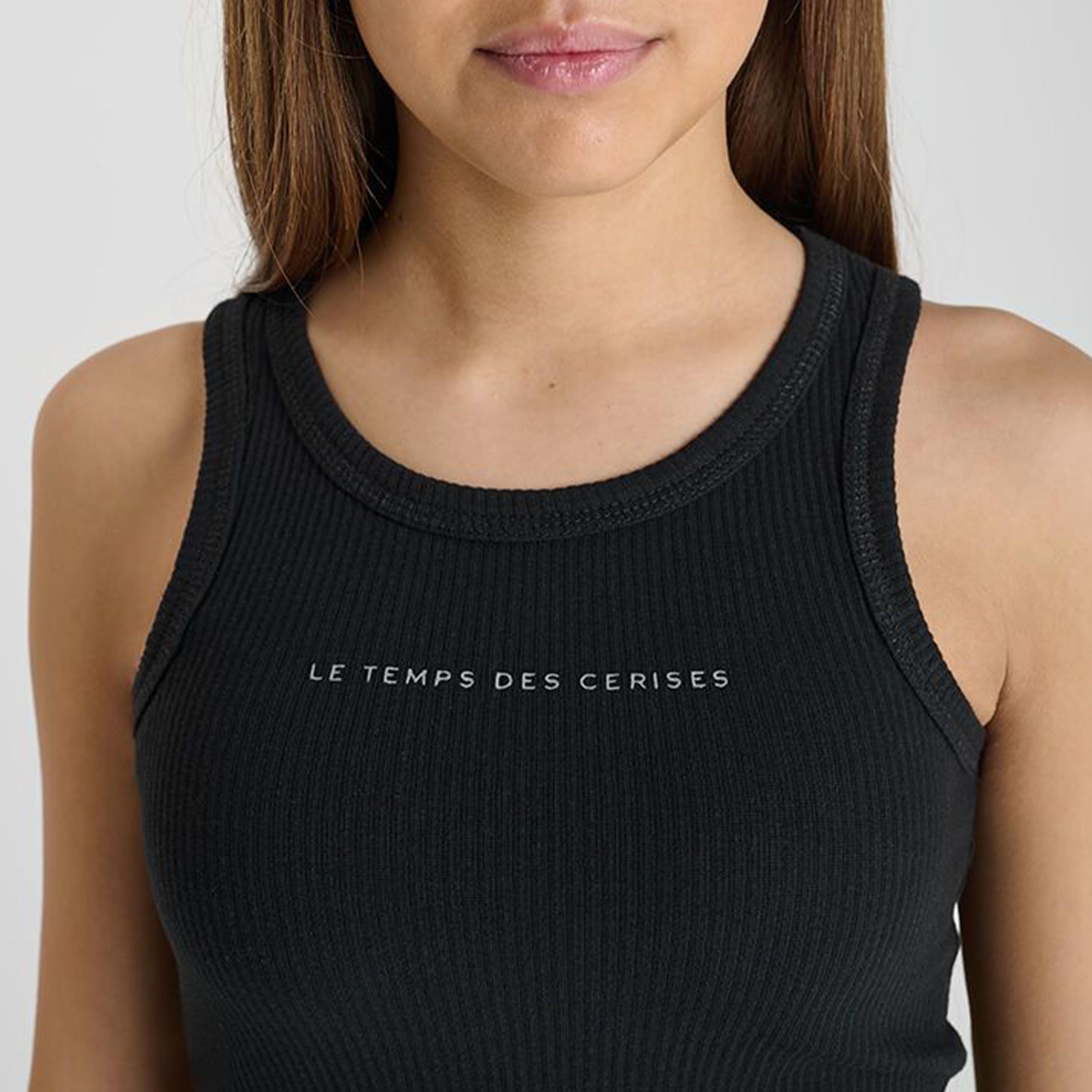 Black Tank Top with LE TEMPS DES CERISES Signature Print