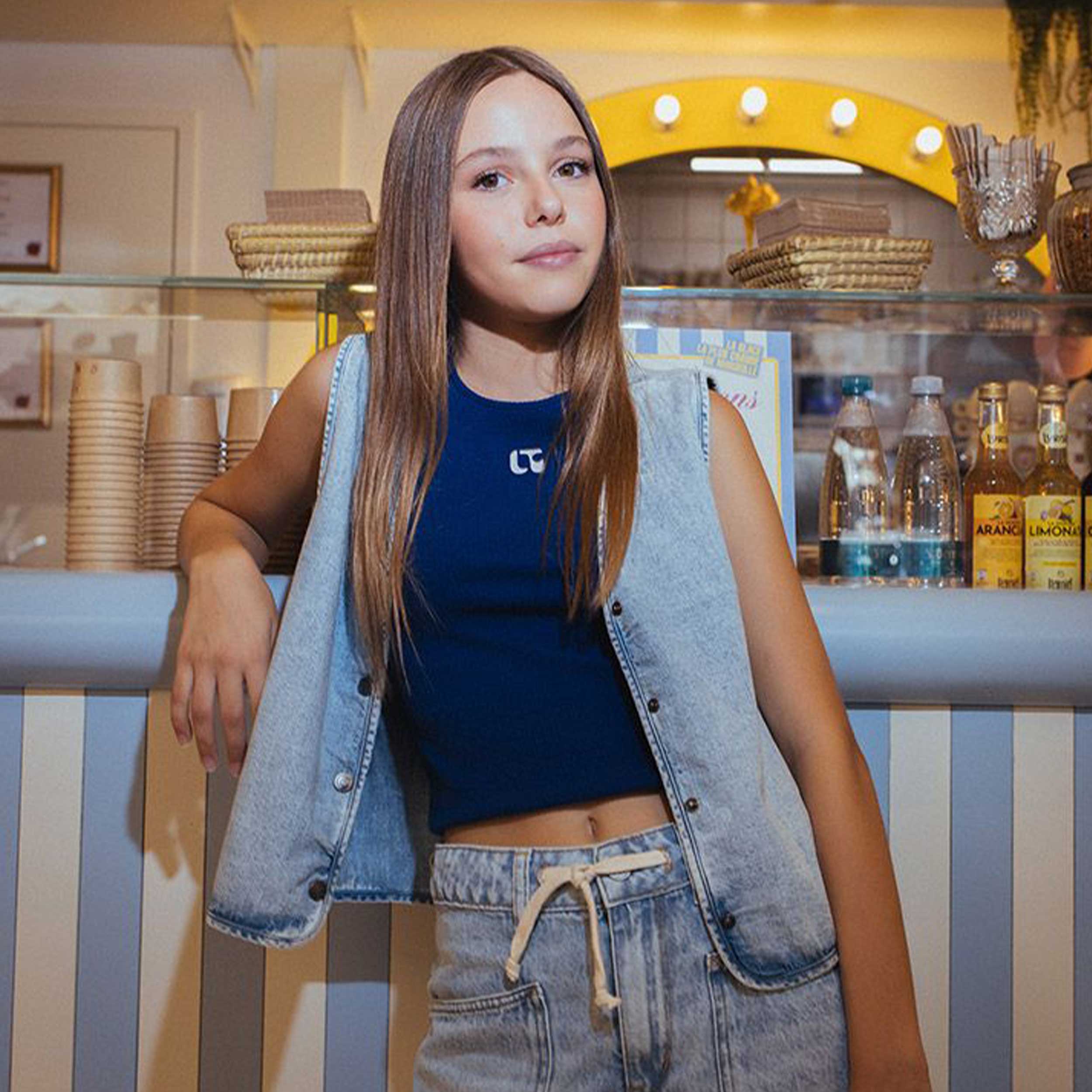 Canotta Blu con Monogramma Firmata LE TEMPS DES CERISES