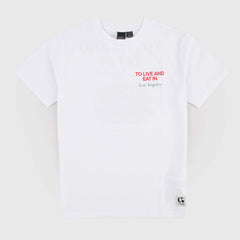 T-shirt Bianca con Scritta Rossa Firmata LE TEMPS DES CERISES