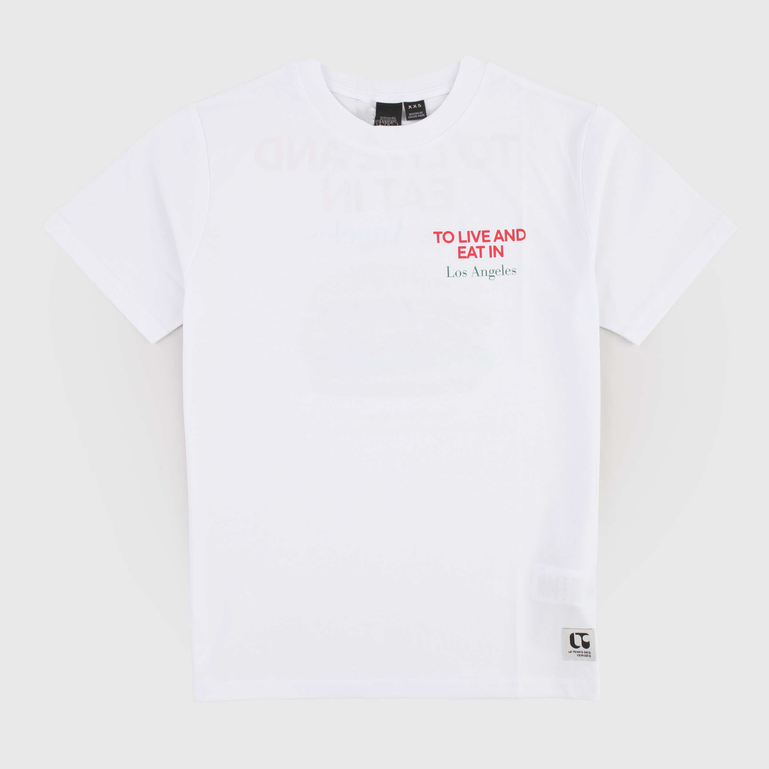 T-shirt Bianca con Scritta Rossa Firmata LE TEMPS DES CERISES