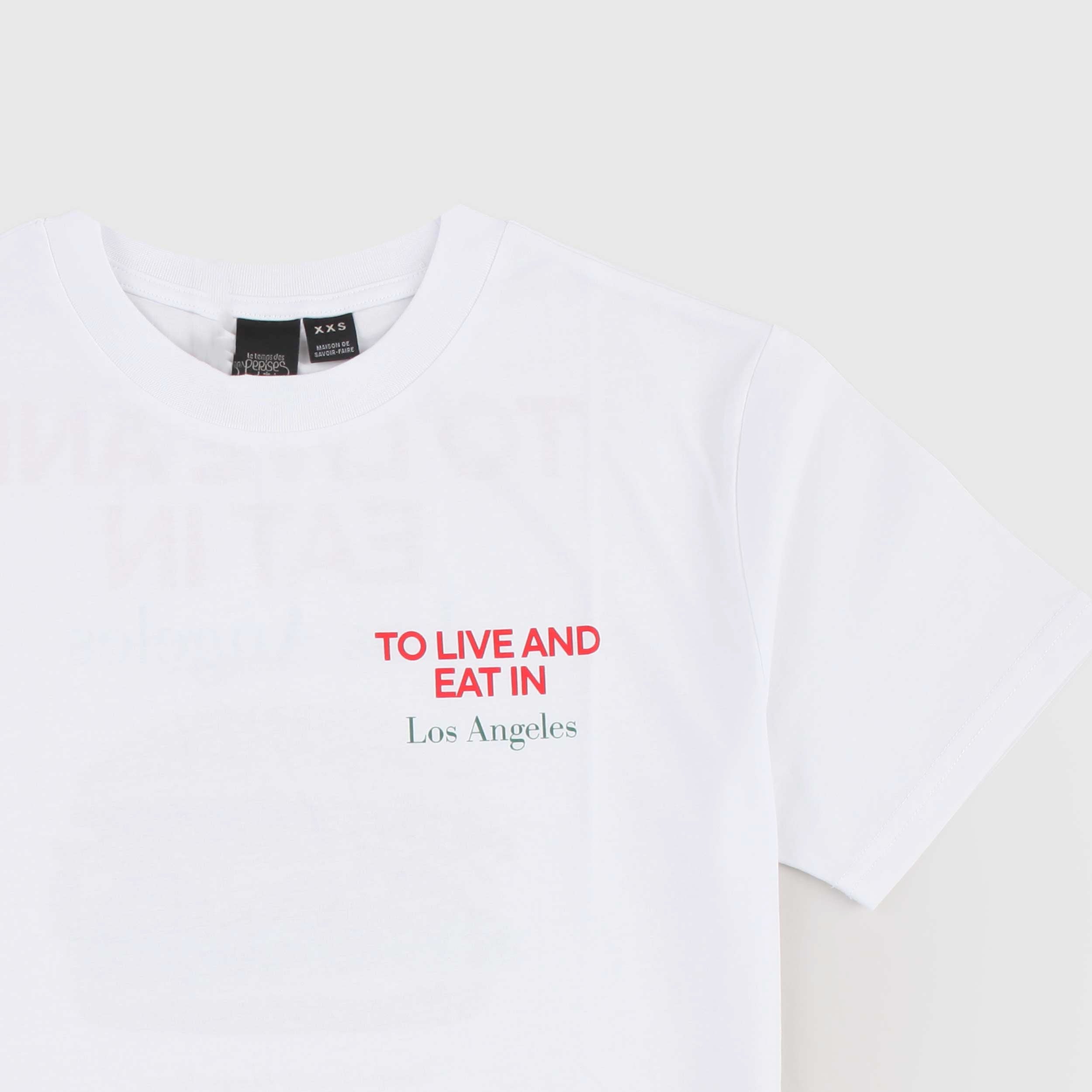 White T-shirt with Red Writing Signed LE TEMPS DES CERISES