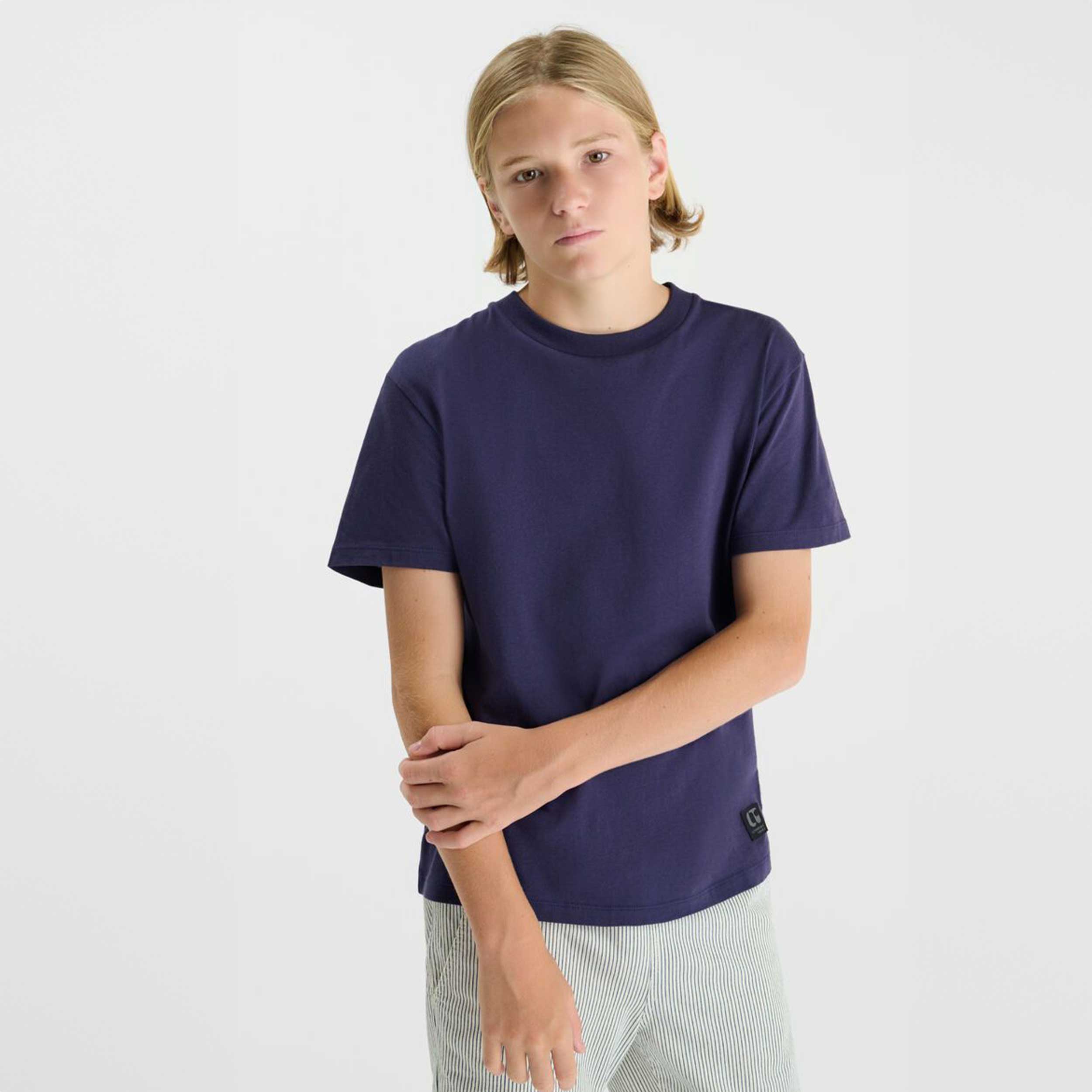 T-shirt Blu con Piccolo Logo Firmata LE TEMPS DES CERISES