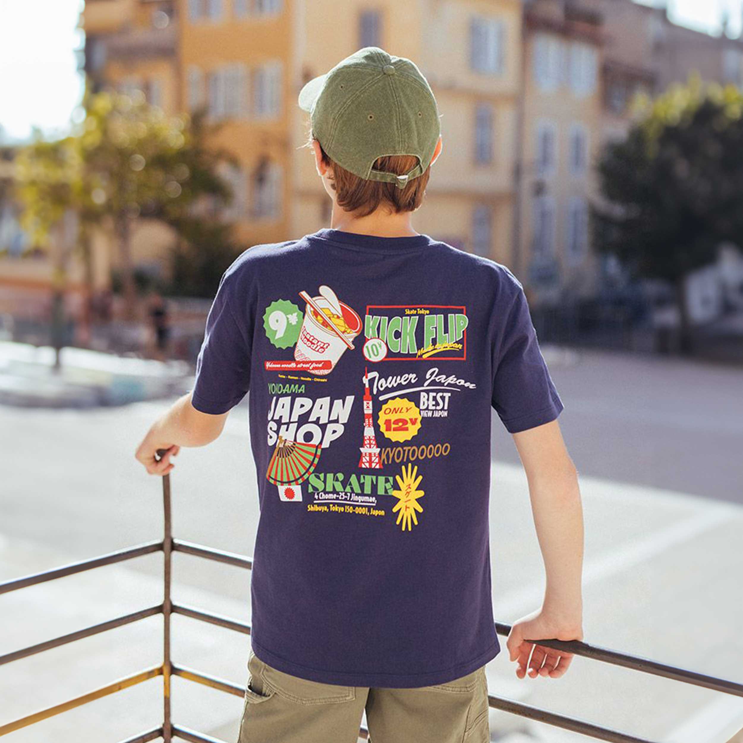 Blue T-shirt with small logo signed LE TEMPS DES CERISES