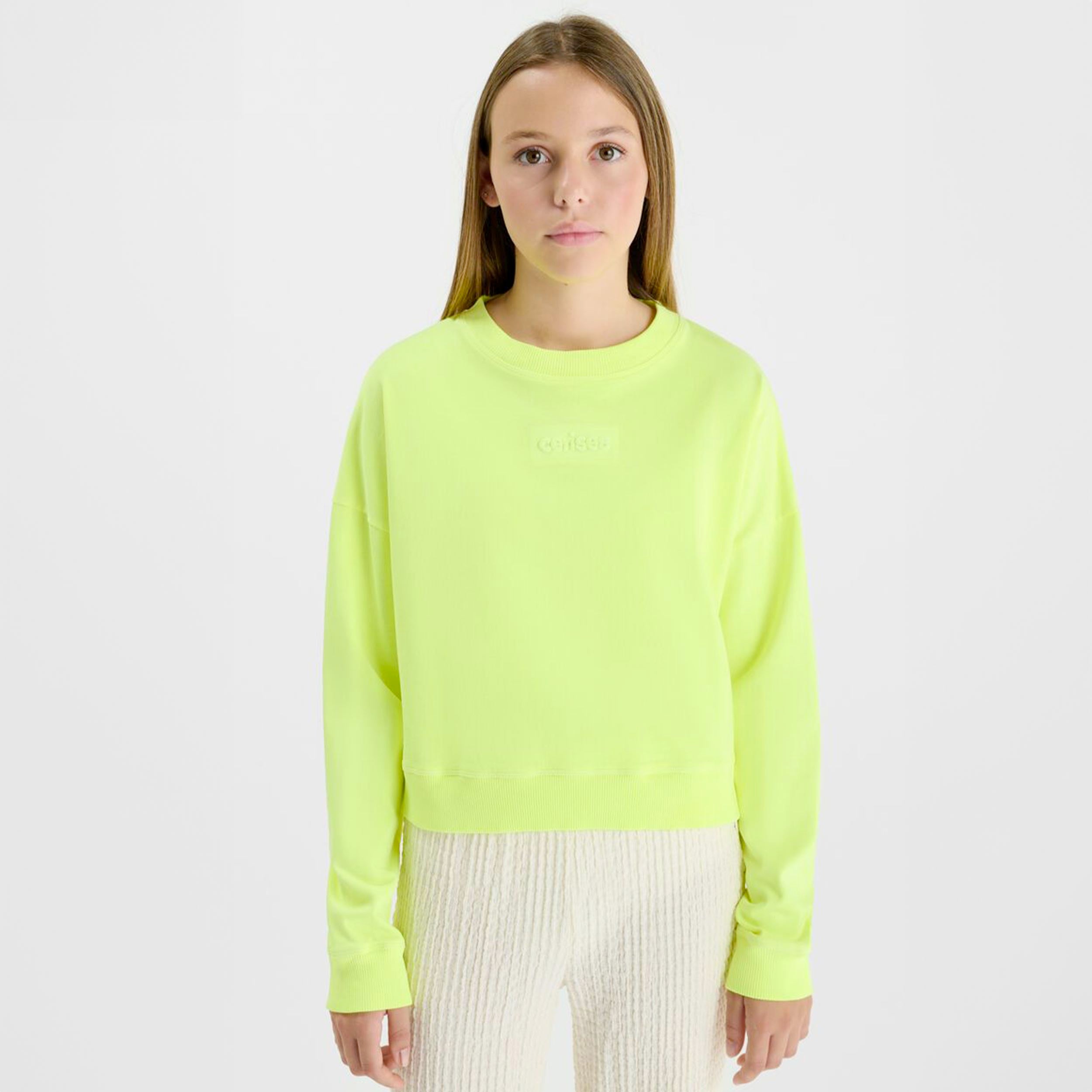 T-shirt Giallo Fluo con Stampa Firmata LES TEMPS DES CERISES