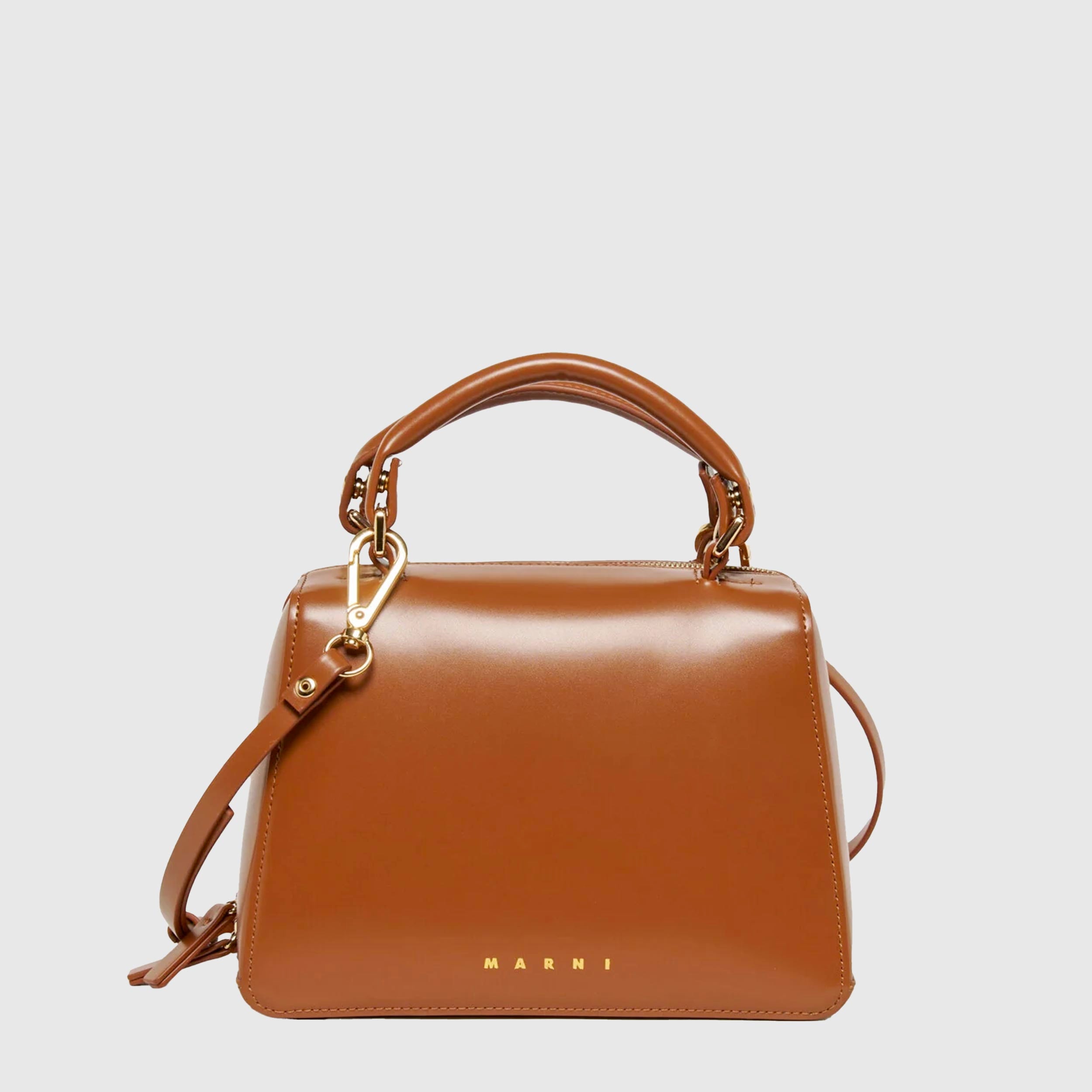 Borsa School Bag Marrone in Tessuto Spalmato Firmata MARNI