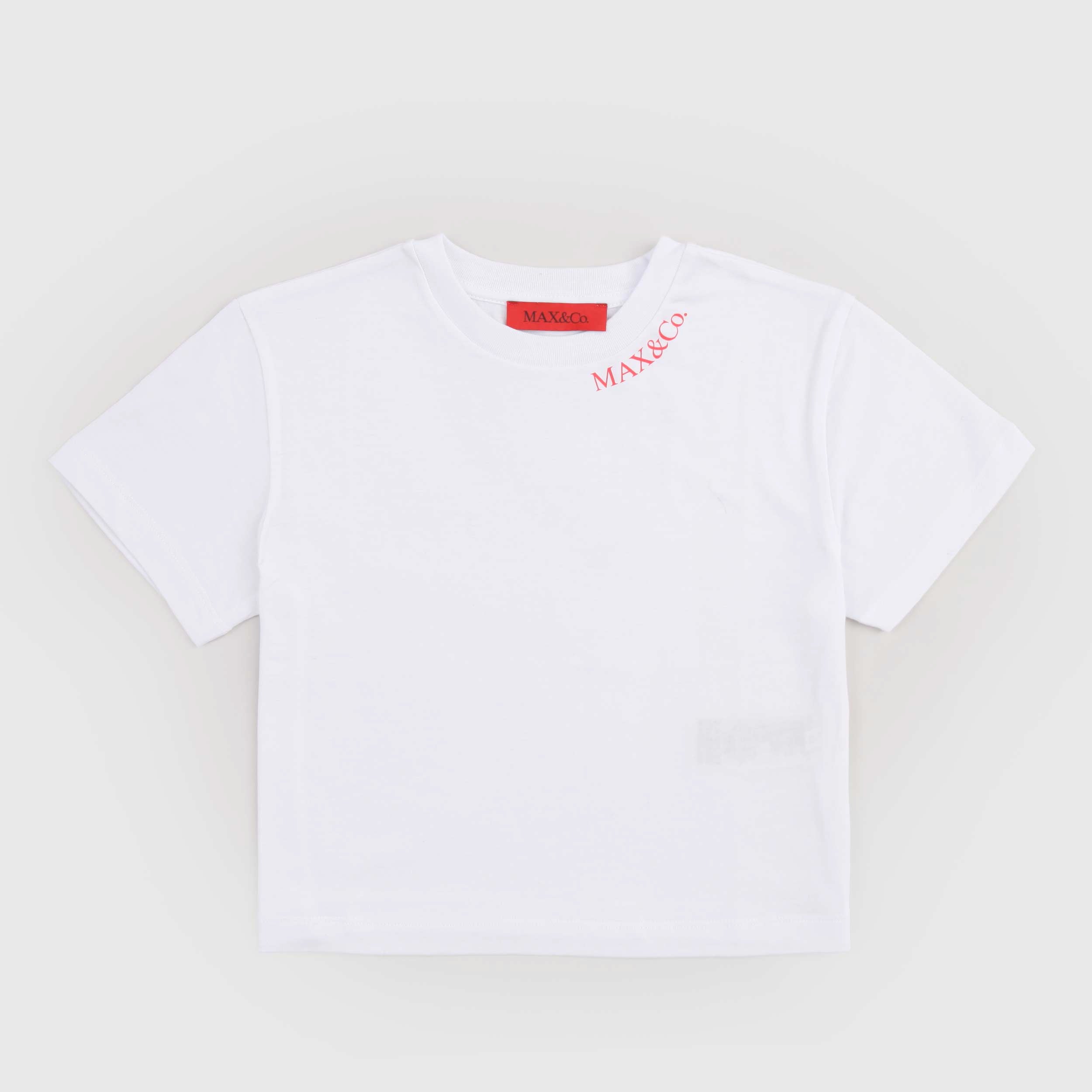 T-shirt Bianca Con Logo Rosso Firmata MAX AND CO