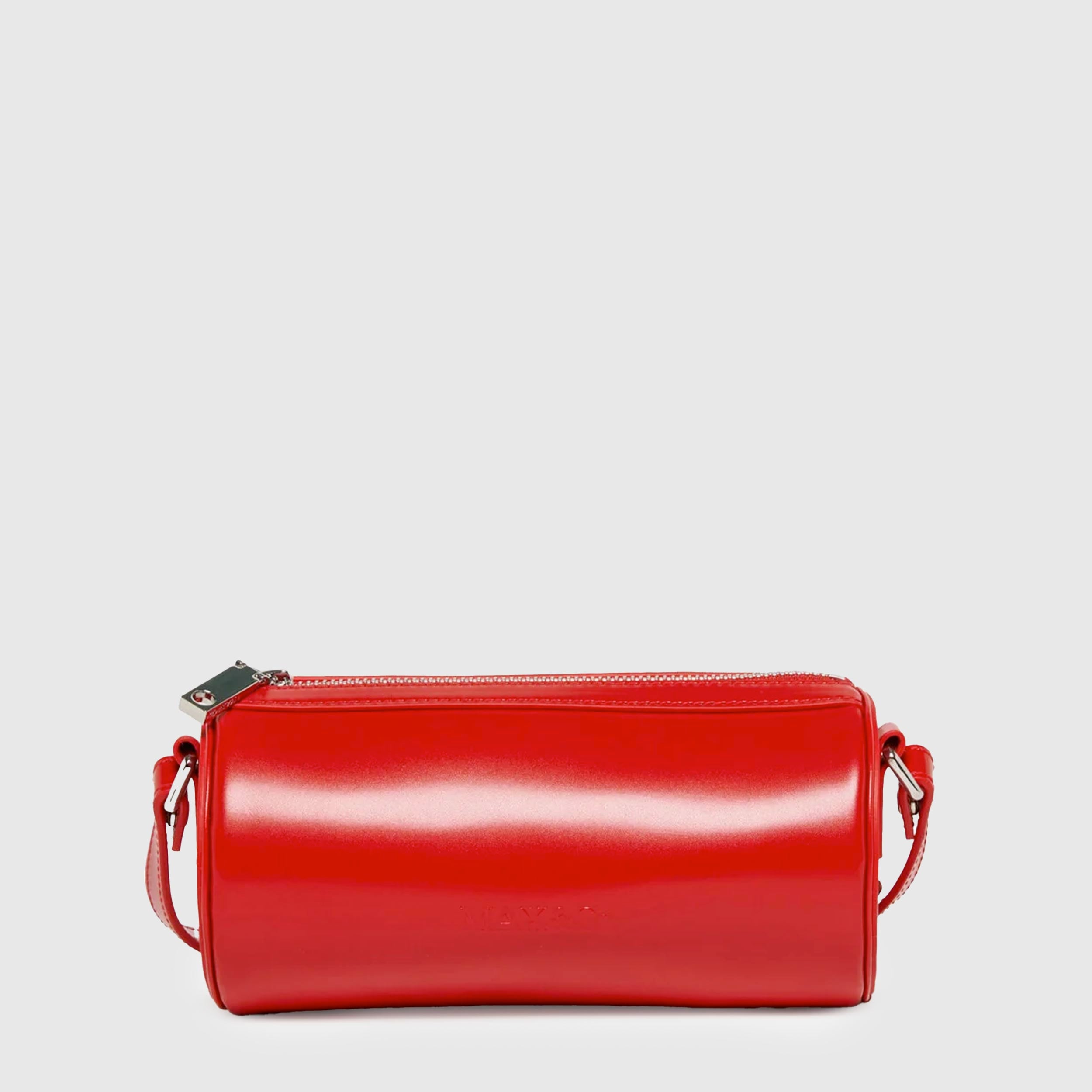 Red Cylinder Bag in Coated Fabric by MAX AND CO
