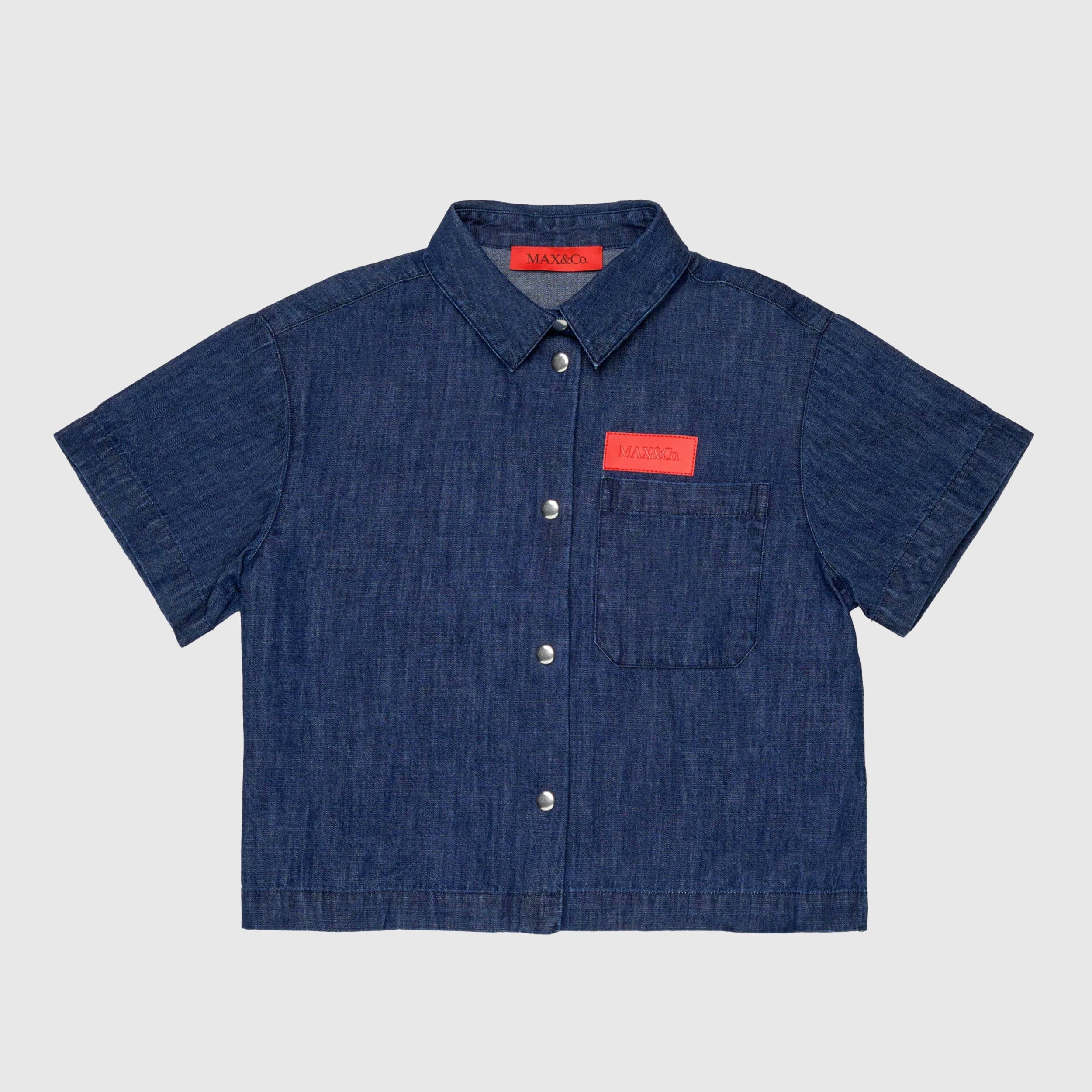 Camicia Blu con Logo Ricamato in Contrasto Firmata MAX AND CO