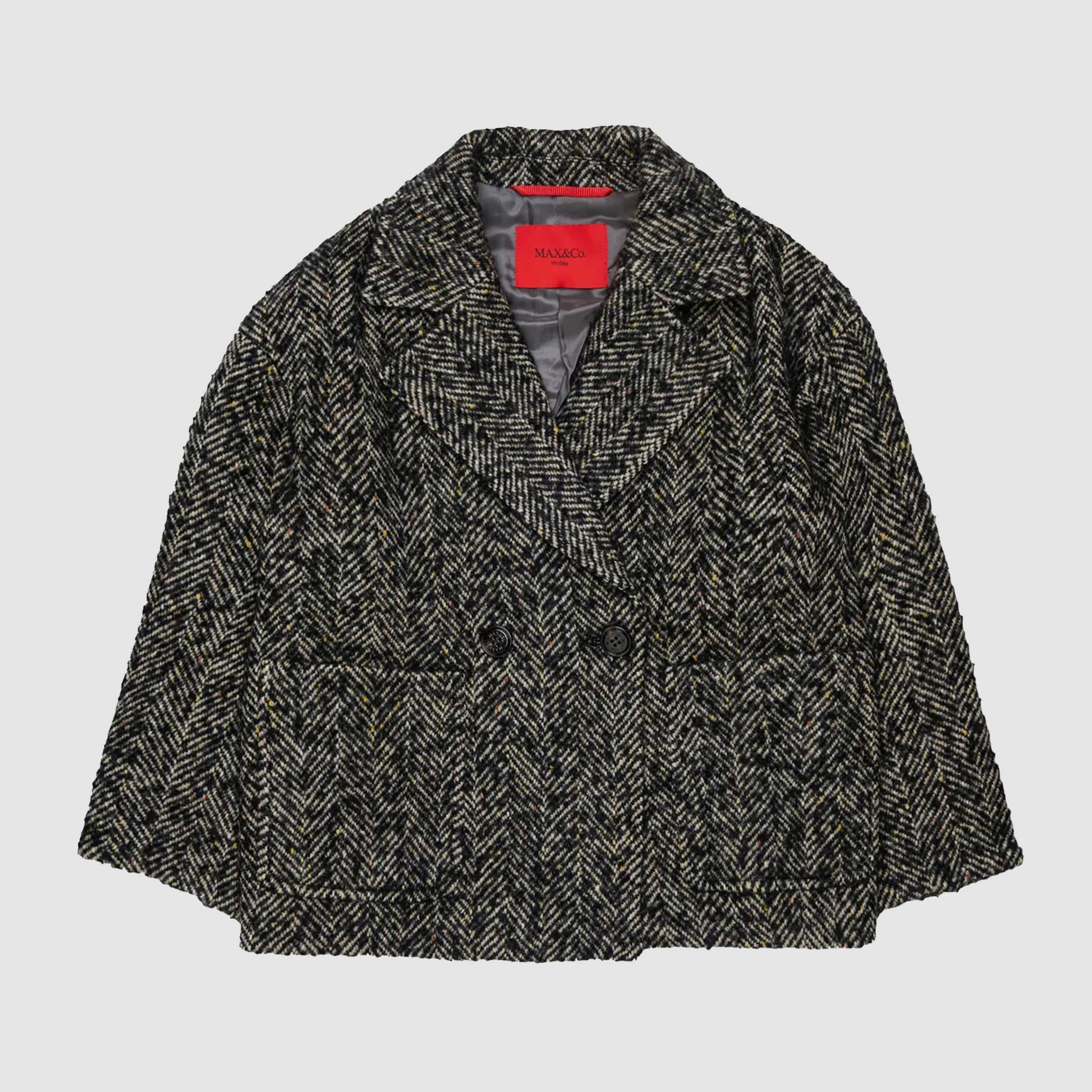 Double-breasted Black and Beige Jacket for Girl by MAX AND CO