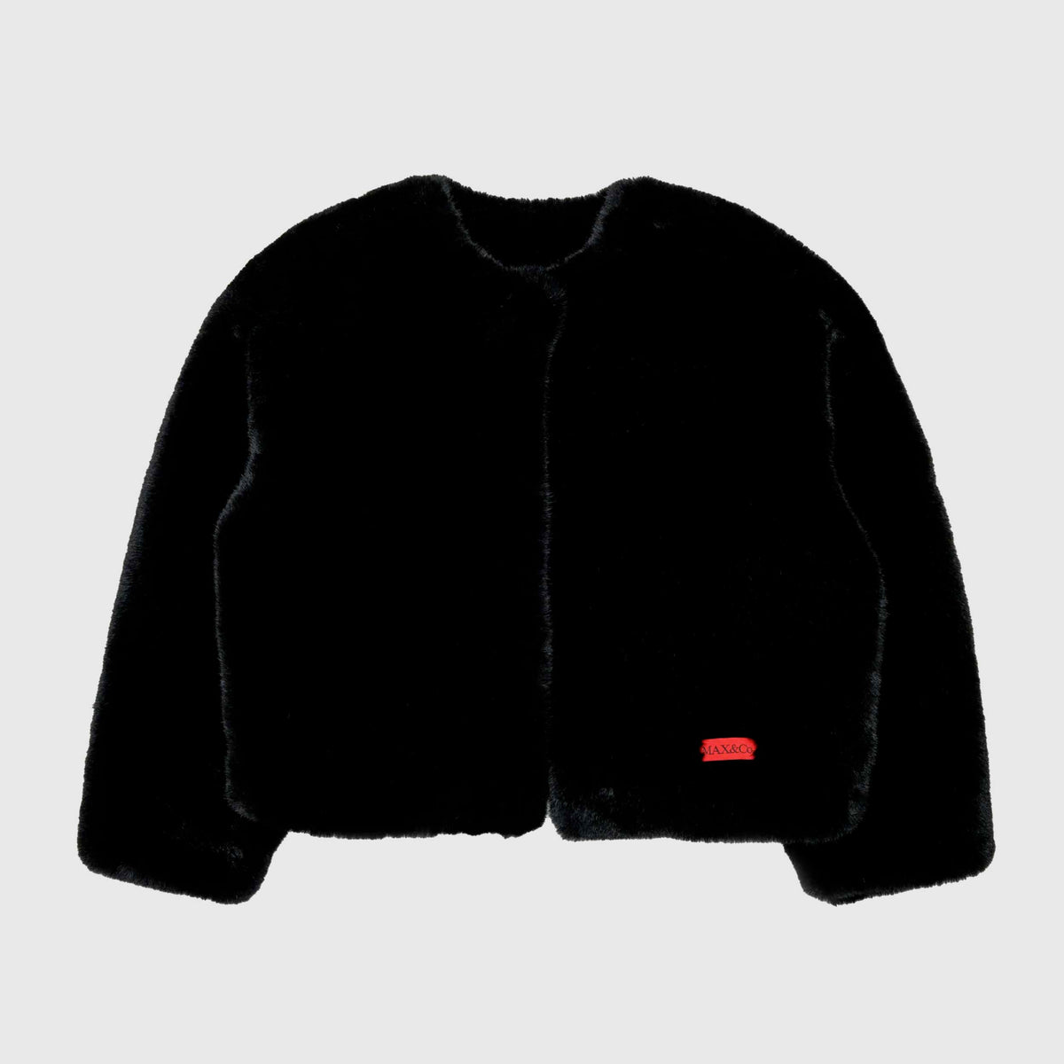 Giacca Pelliccia Nera con Logo per Ragazza MAX AND CO