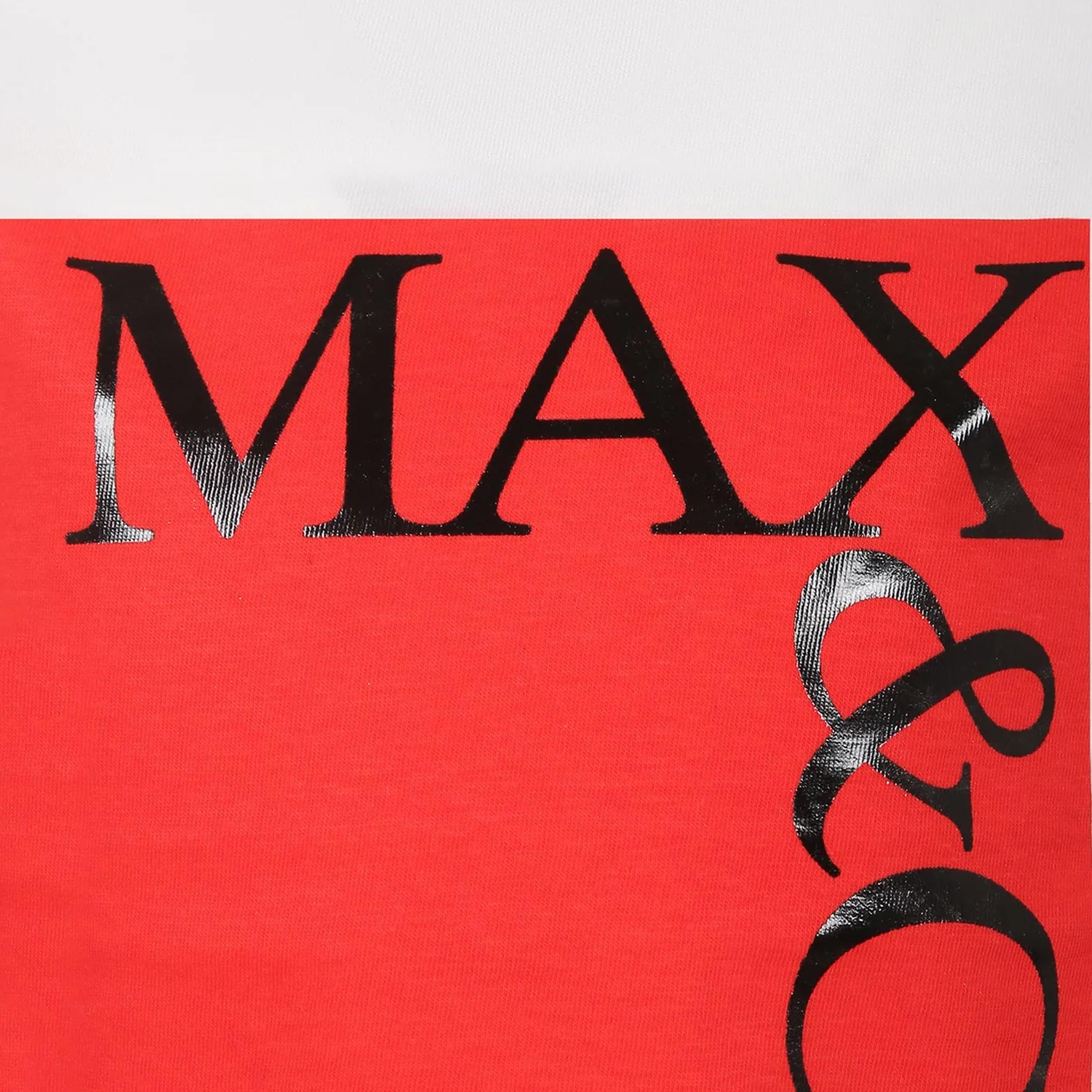 White T-shirt with Red and Black Maxi Logo by MAX AND CO