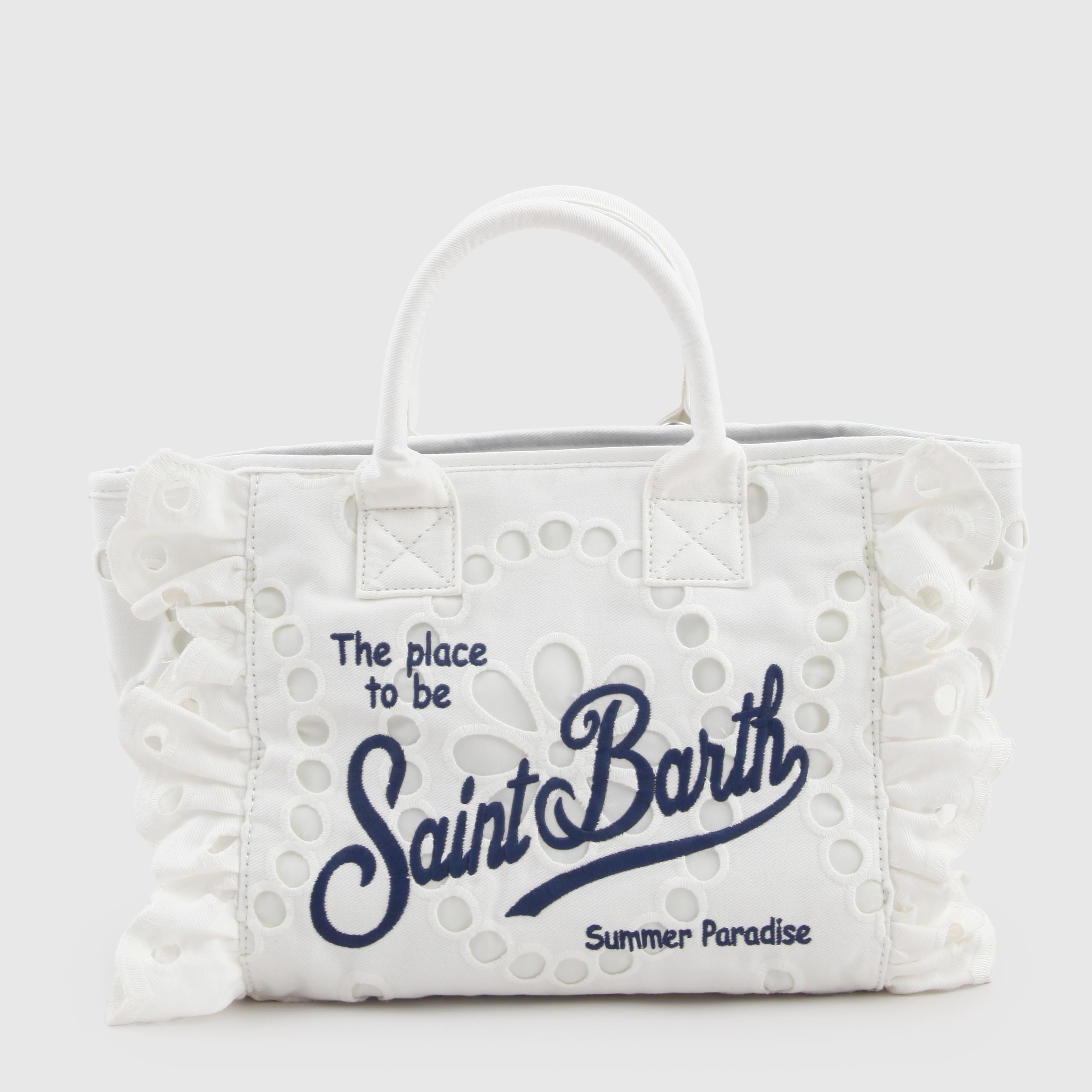Borsa Bianco Colette in Tessuto Sangallo Firmata MC2 SAINT BARTH
