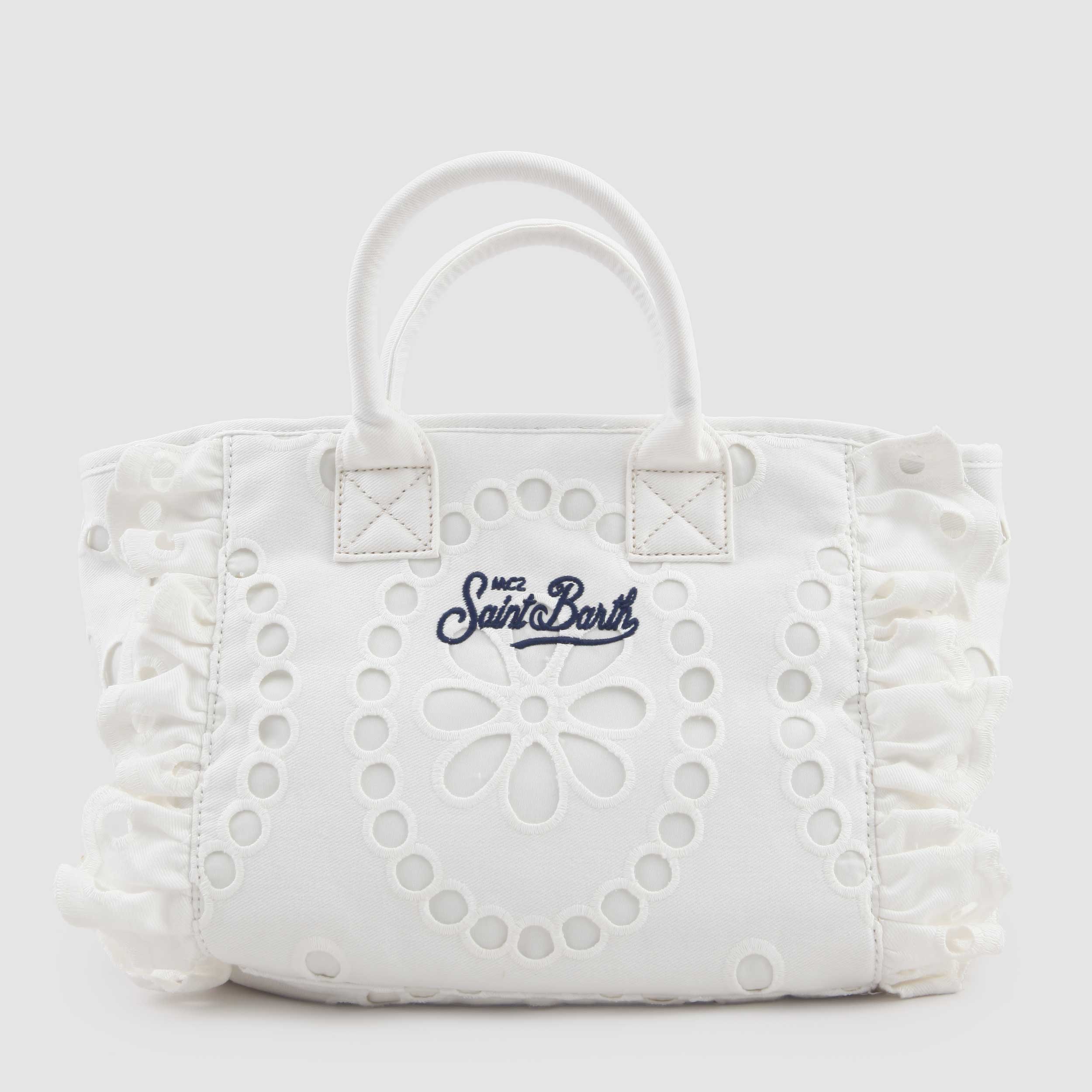 Borsa Bianco Colette in Tessuto Sangallo Firmata MC2 SAINT BARTH