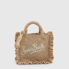 Beige Raffia Bag with Tassel by MC2 SAINT BARTH