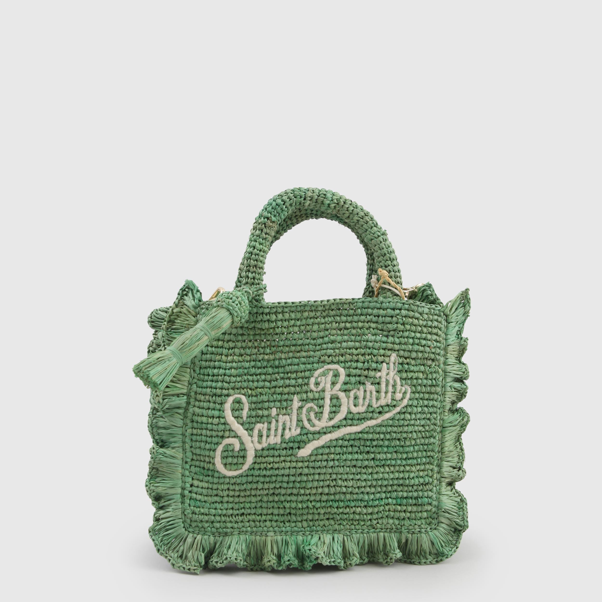 Borsa in Raffia Verde con Volant Firmata MC2 SAINT BARTH