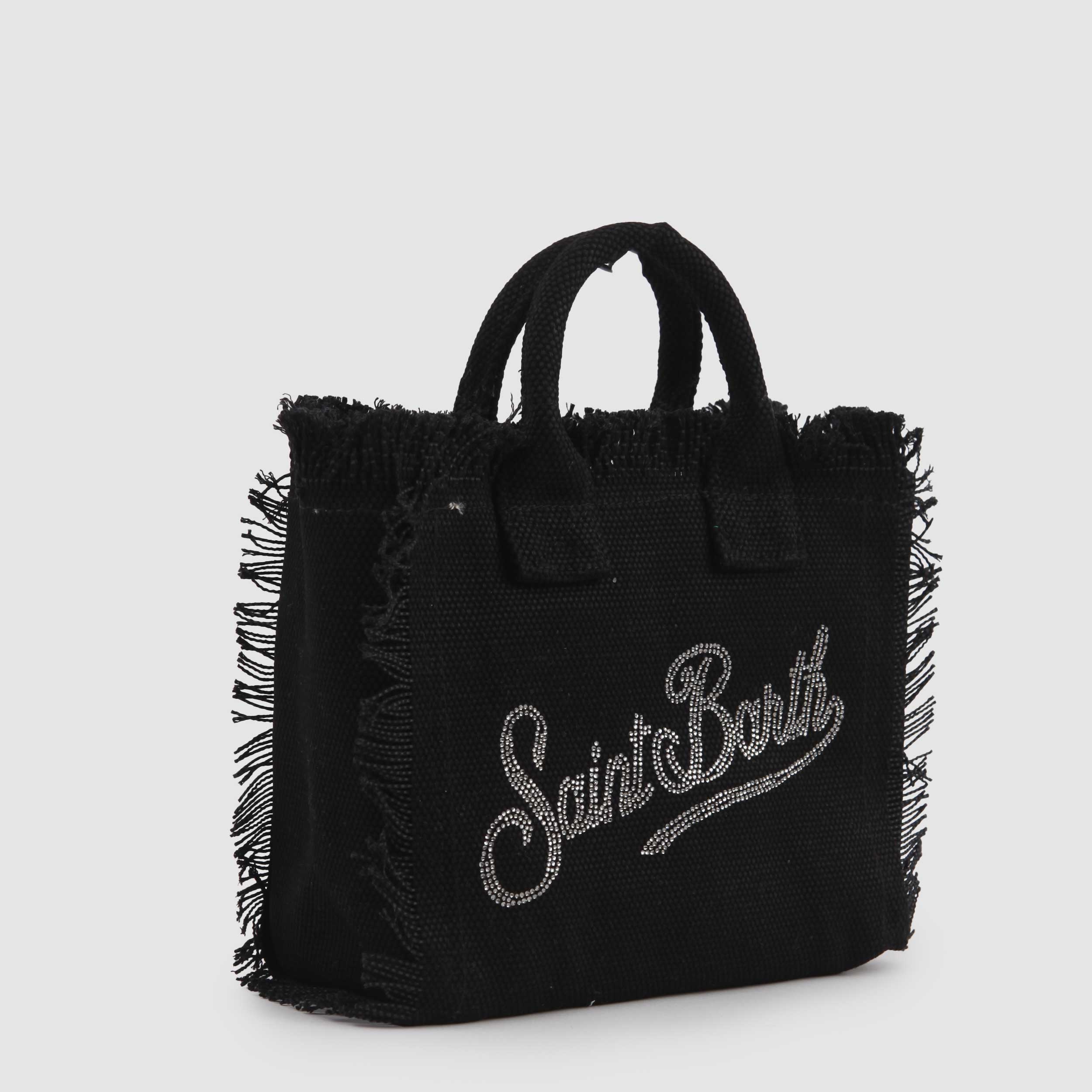 Borsa Vanity Mini Nera in Canvas con Strass Firmata MC2 SAINT BARTH