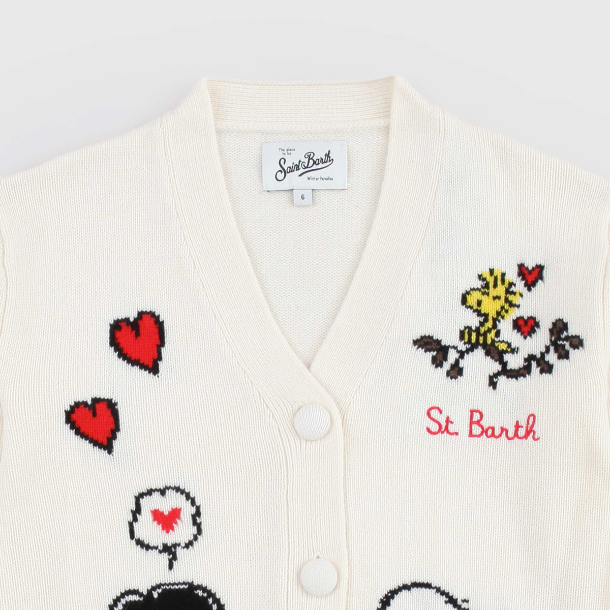 Snoopy Print Cream Cardigan for Girl MC2 SAINT BARTH