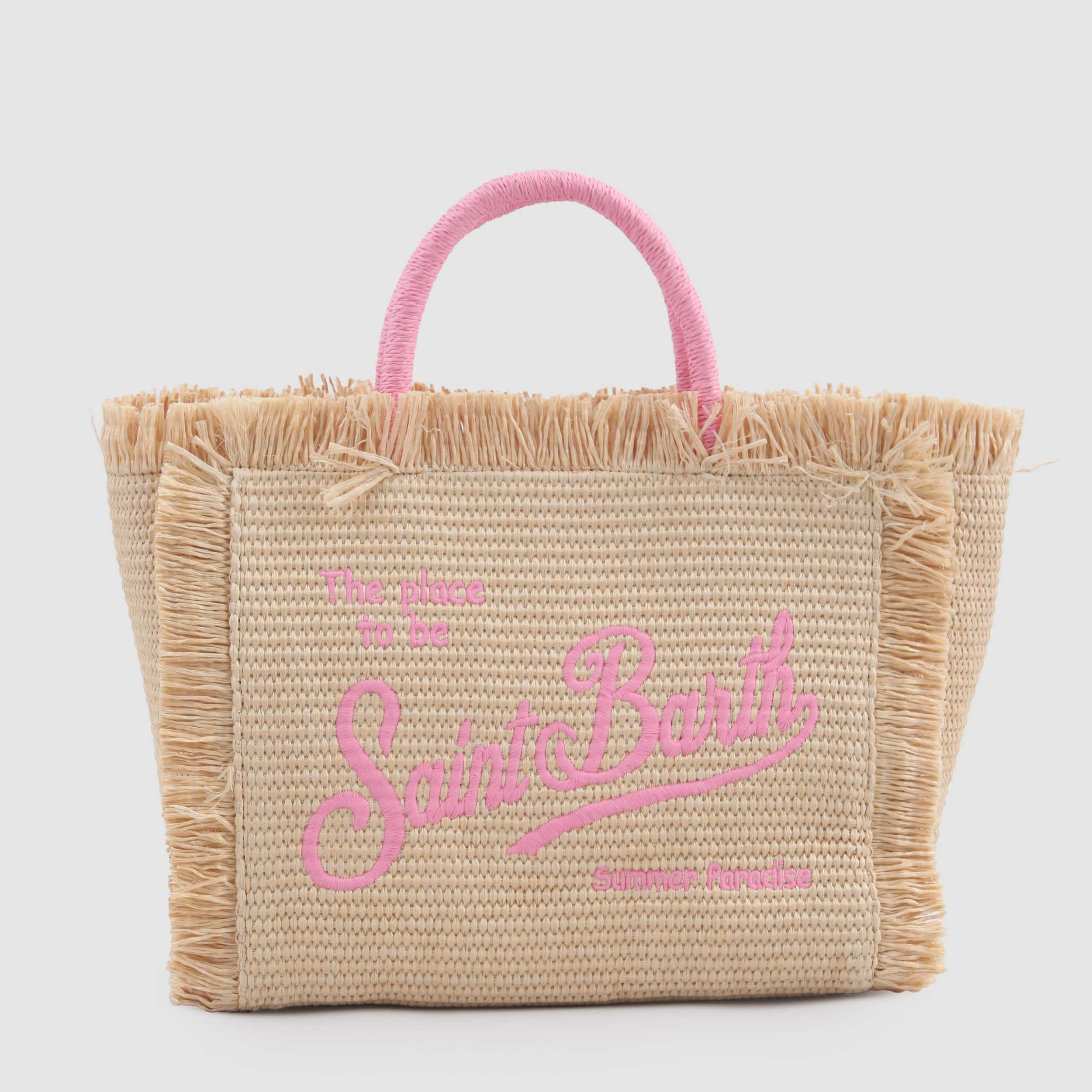 MC2 SAINT BARTH Colette Raffia Bag with Signature Print
