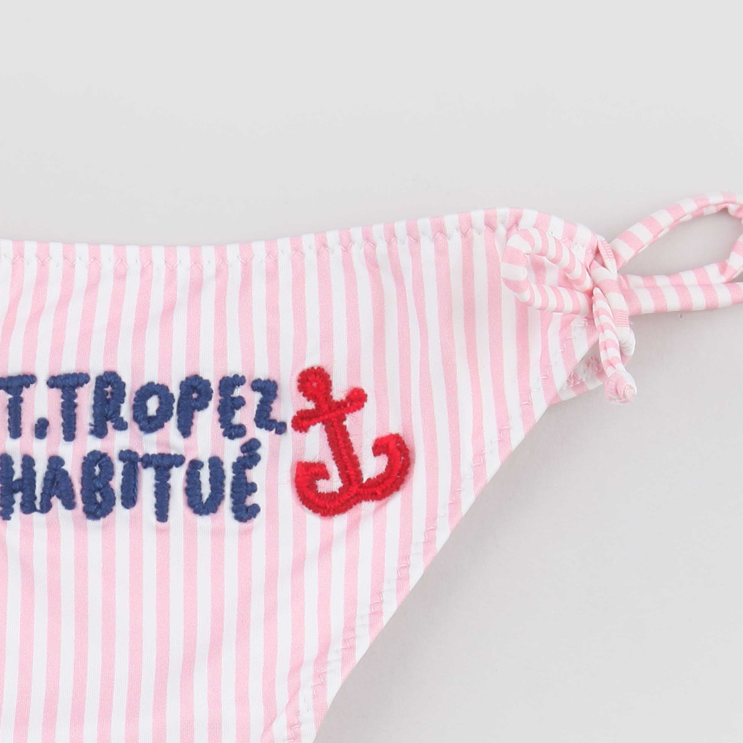 Slip Rosa a Righe con Ricamo Firmato MC2 SAINT BARTH