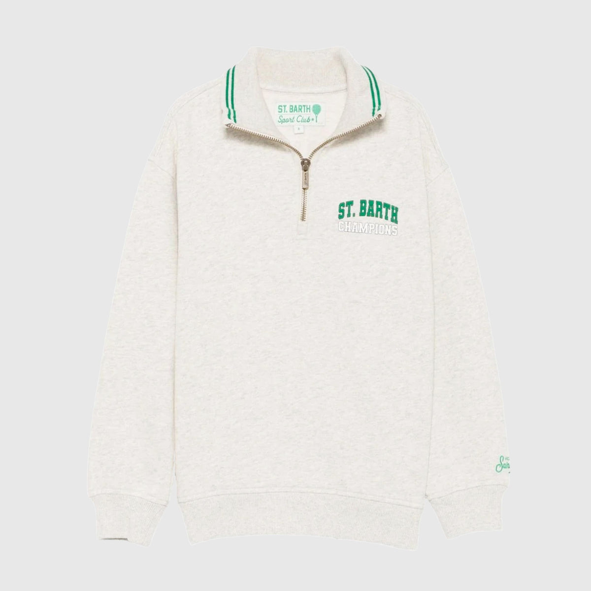 Beige Sweatshirt with Green Print for Boys MC2 SAINT BARTH
