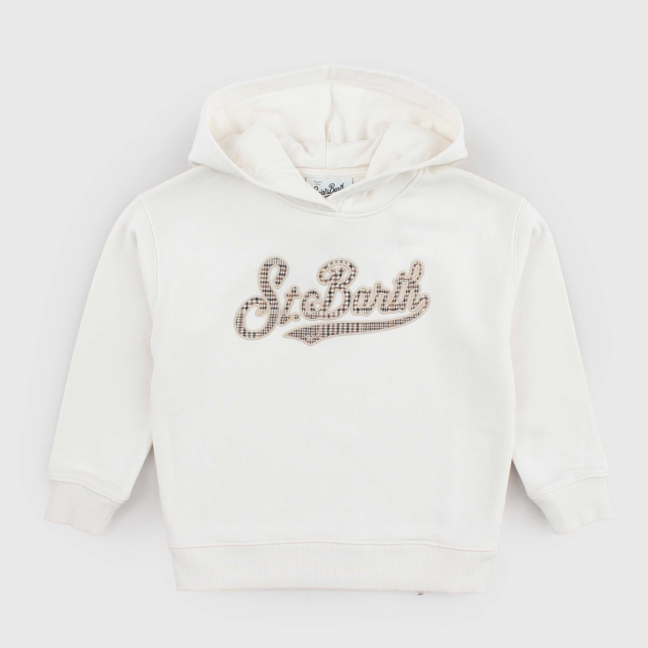 Beige Sweatshirt and Logo in Tartan Fabric By MC2 SAINT BARTH