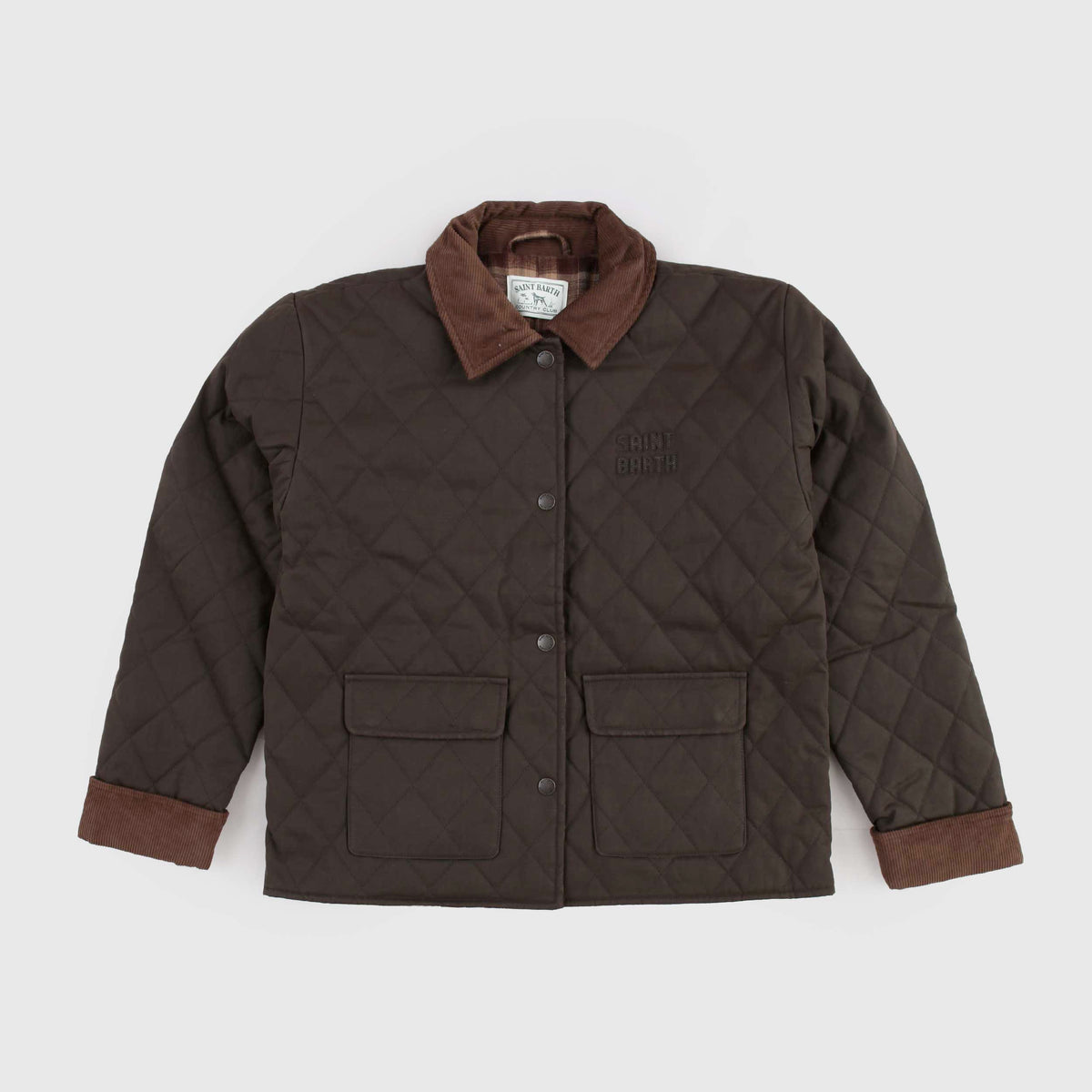 Quilted Brown Jacket for Girl MC2 SAINT BARTH