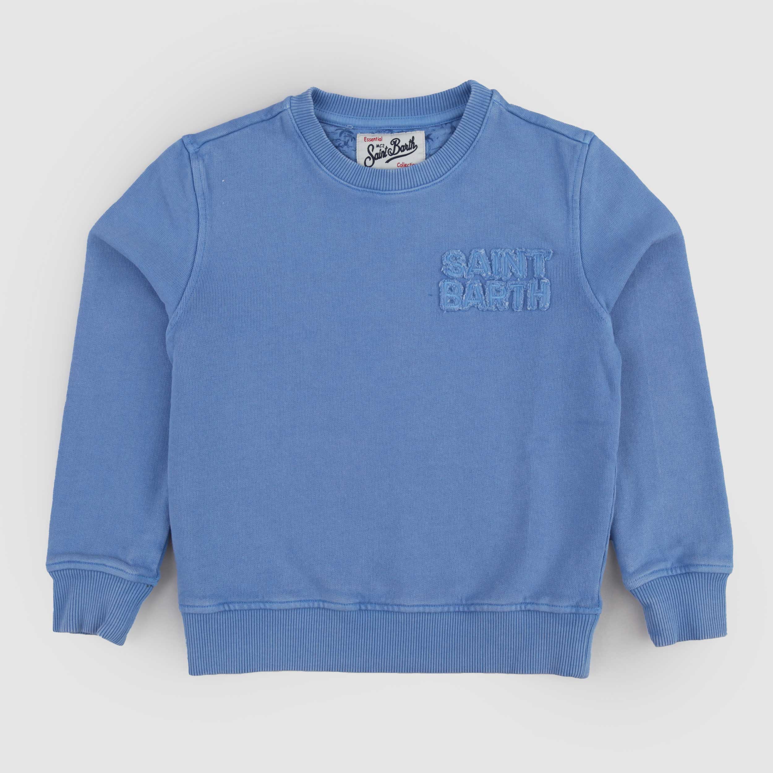 Light Blue Sweatshirt with Embossed Writing by MC2 SAINT BARTH