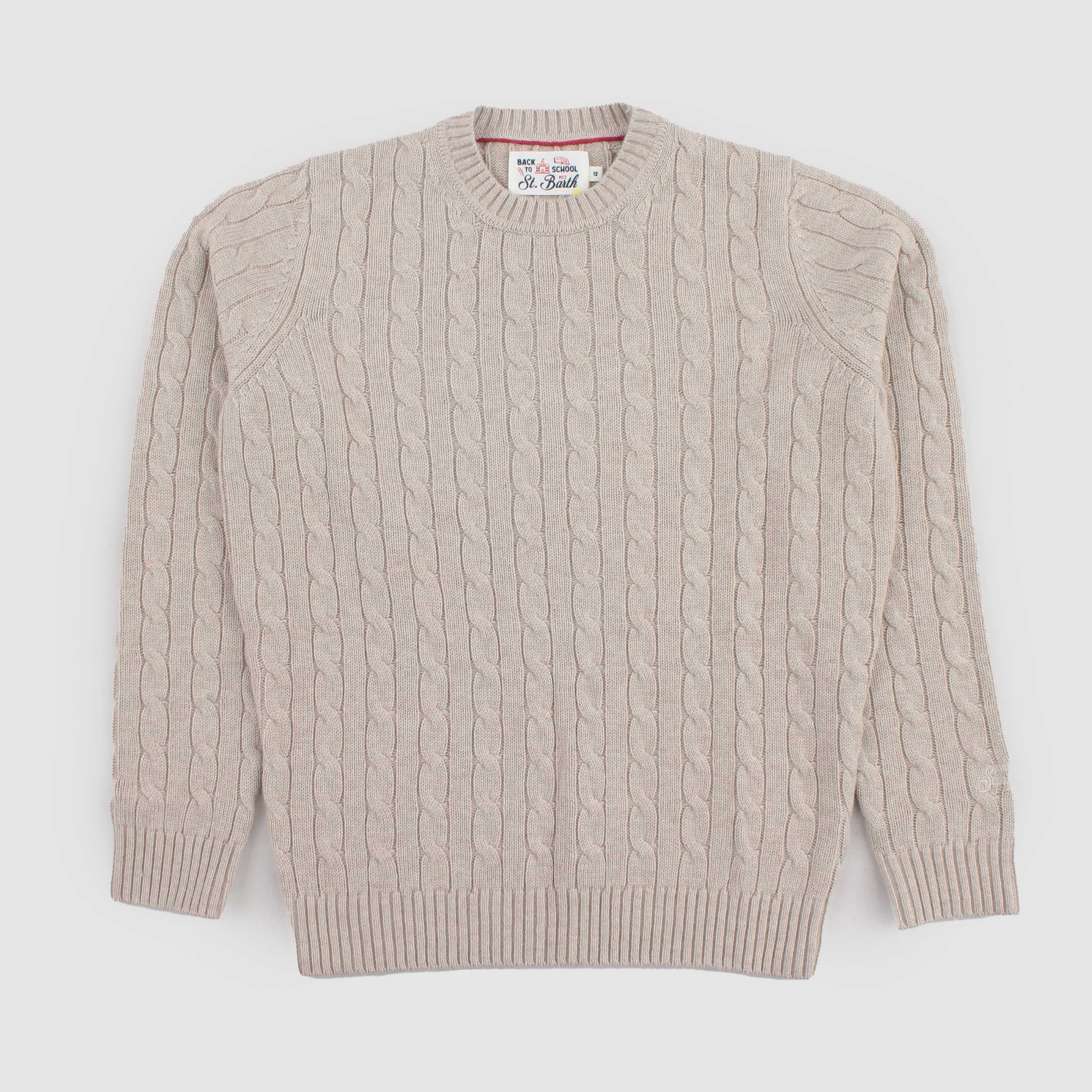 Beige Braided Pullover for Boy by MC2 SAINT BARTH