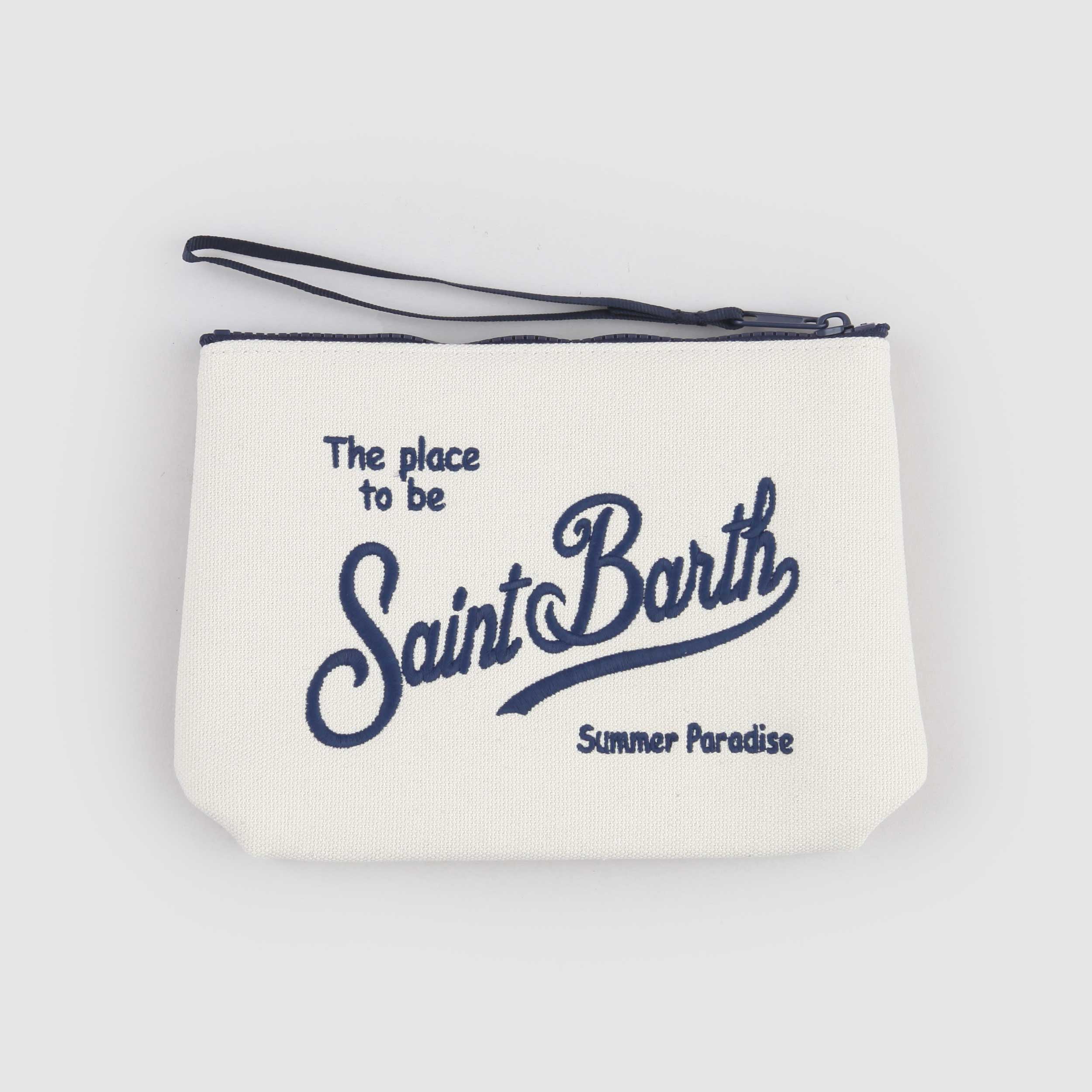 Pochette Beige con Ricamo Bianco Firmata MC2 SAINT BARTH