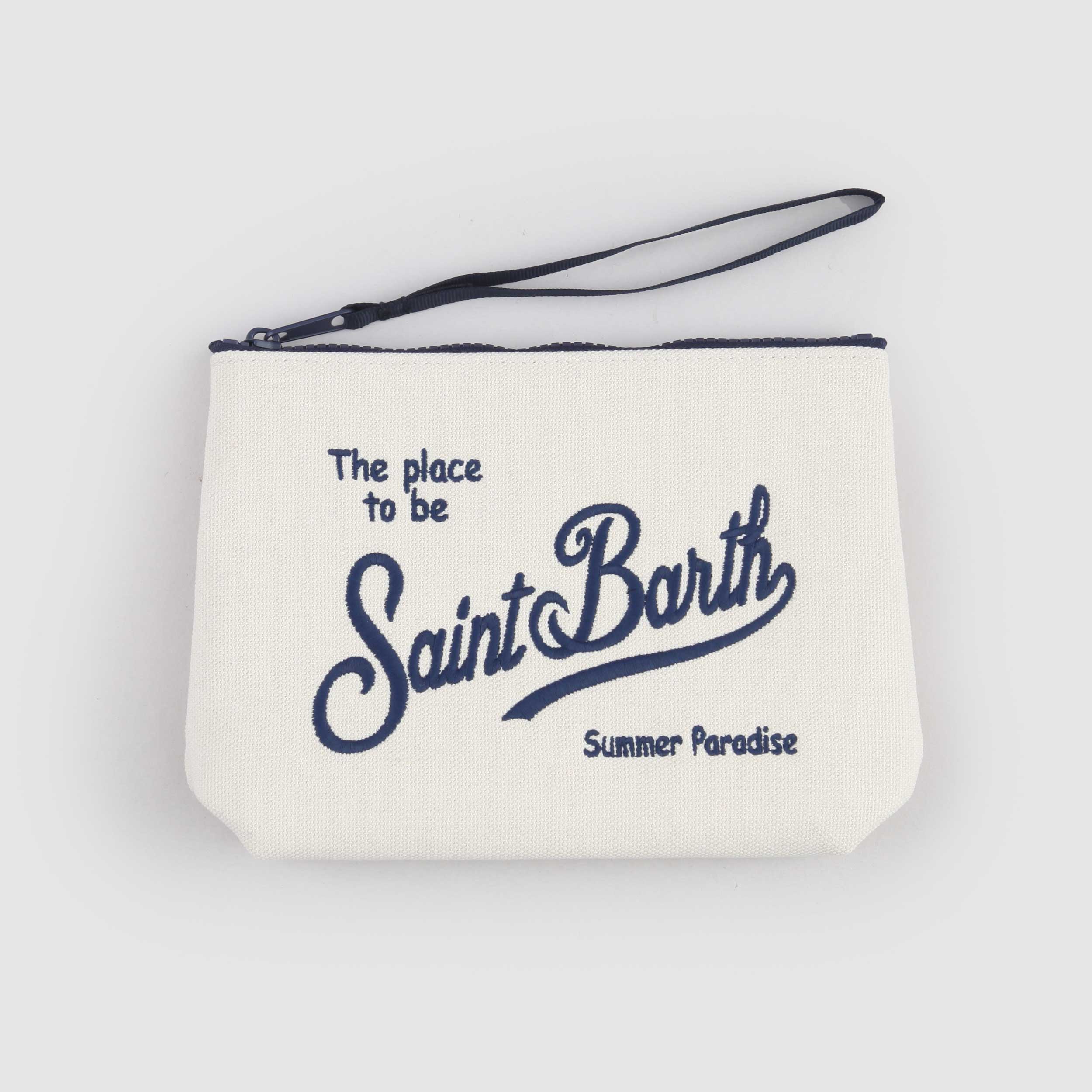 Pochette Beige con Ricamo Bianco Firmata MC2 SAINT BARTH