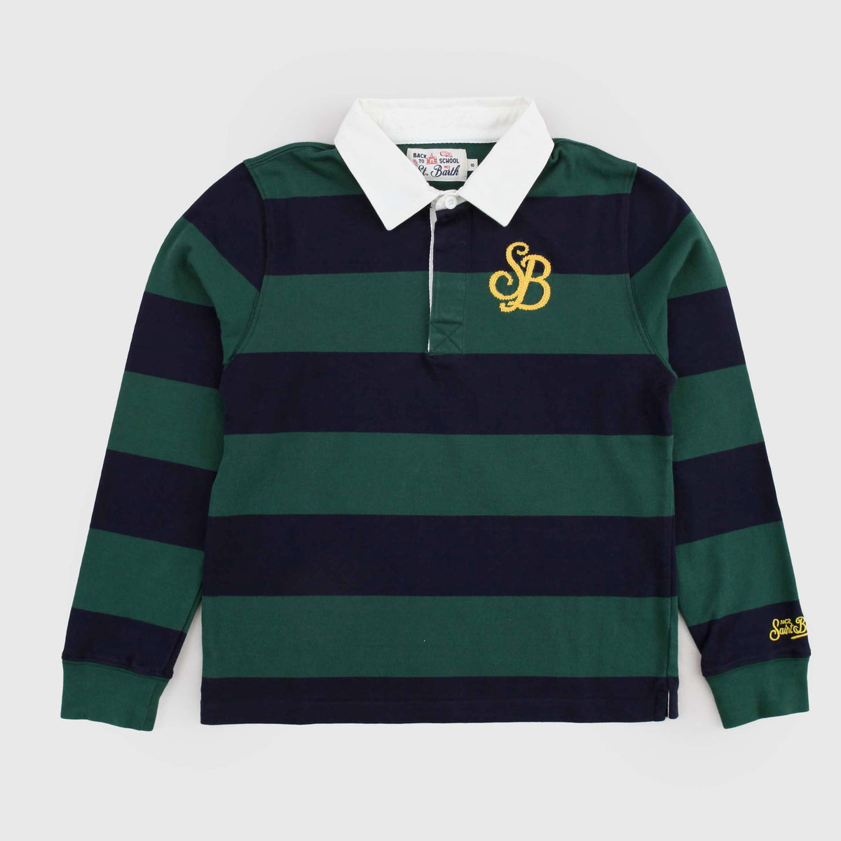 MC2 SAINT BARTH Boys' Striped Rugby Quarterback Polo Shirt
