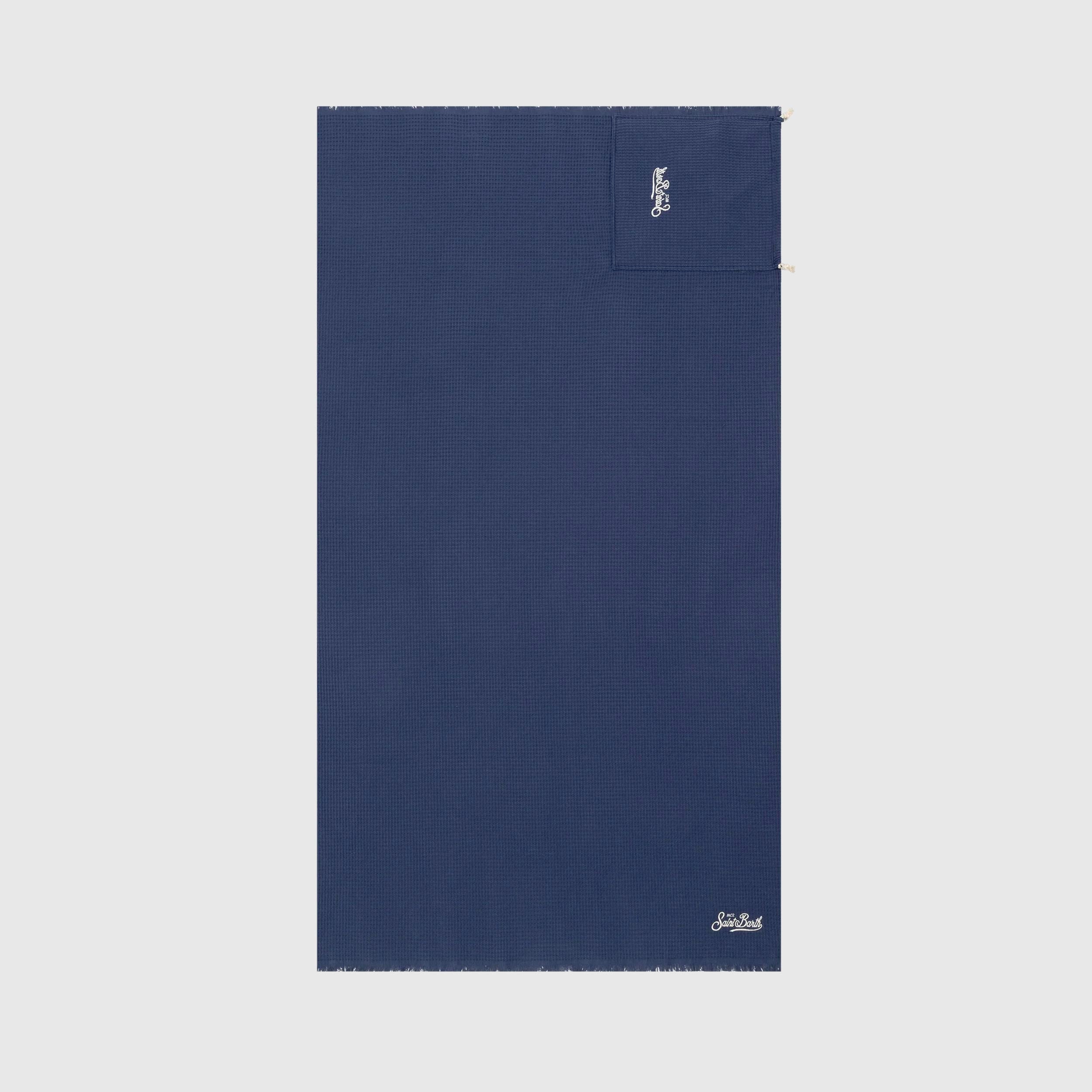MC2 SAINT BARTH Branded Navy Blue Foutasac Beach Towel