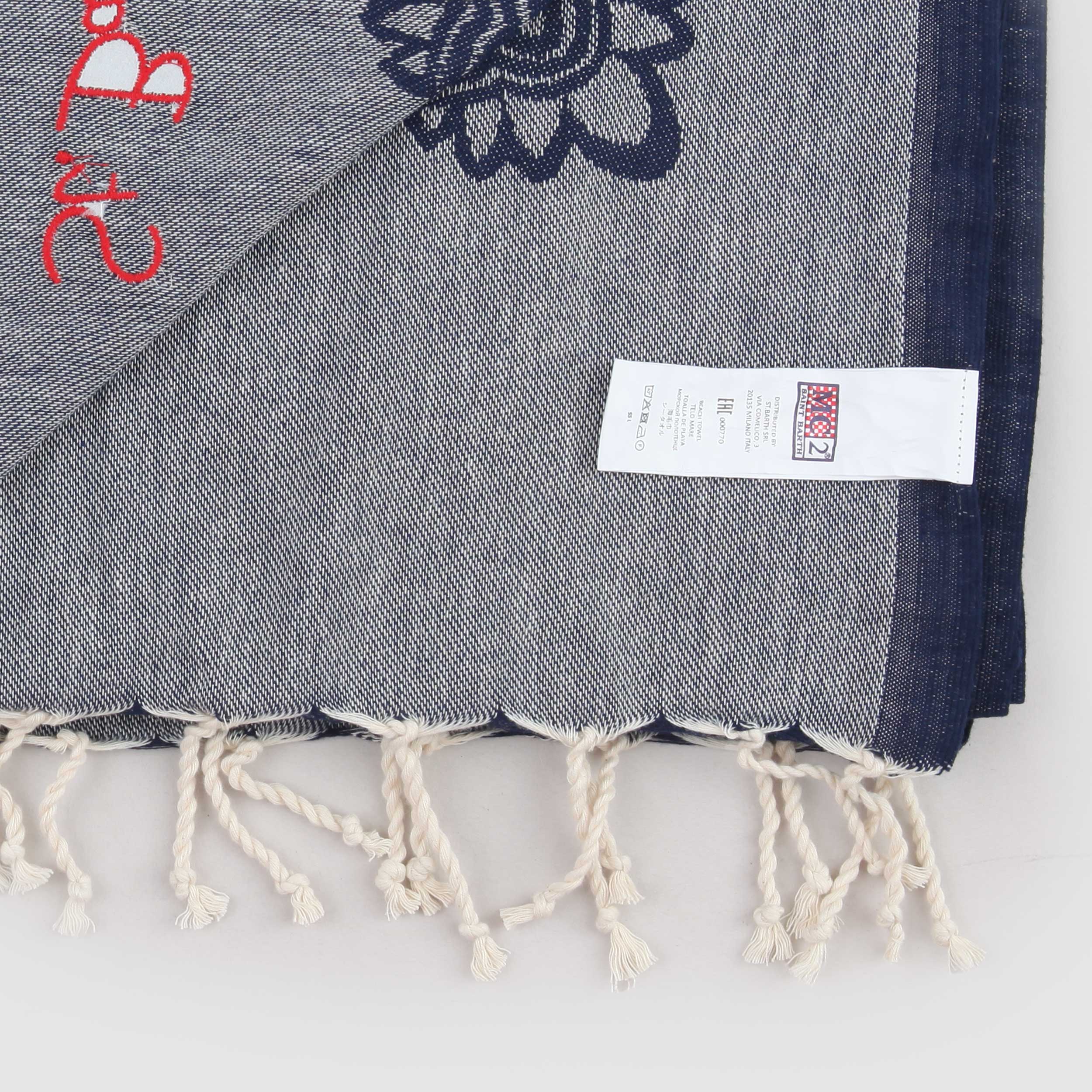 Telo Mare Blu con Scritta Rossa Firmata MC2 SAINT BARTH