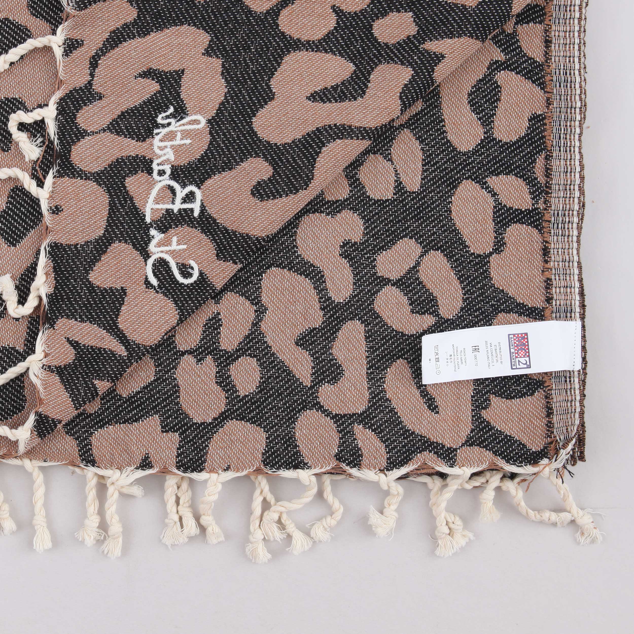 Telo Mare Beige con Frange e Scritta Firmato MC2 SAINT BARTH