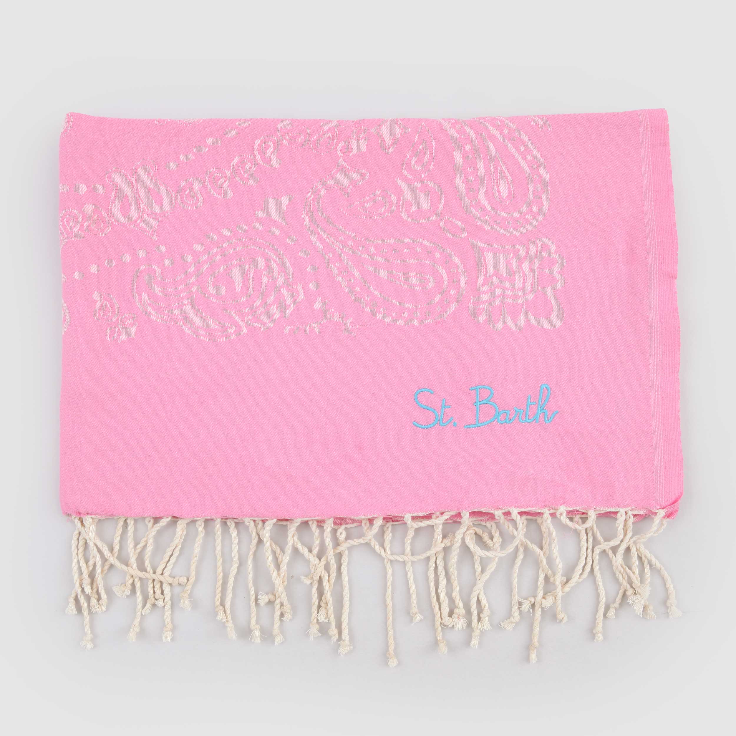 Telo Mare Rosa con Scritta Celeste Firmato MC2 SAINT BARTH